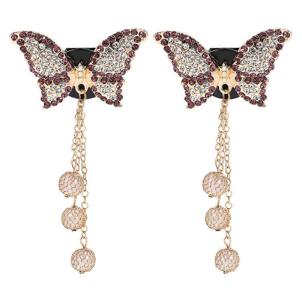 Car Air Conditioning Clip Bling Car Air Freshener Vent Clips Purple Rhinestone Fragrance Diffusion 2Pcs