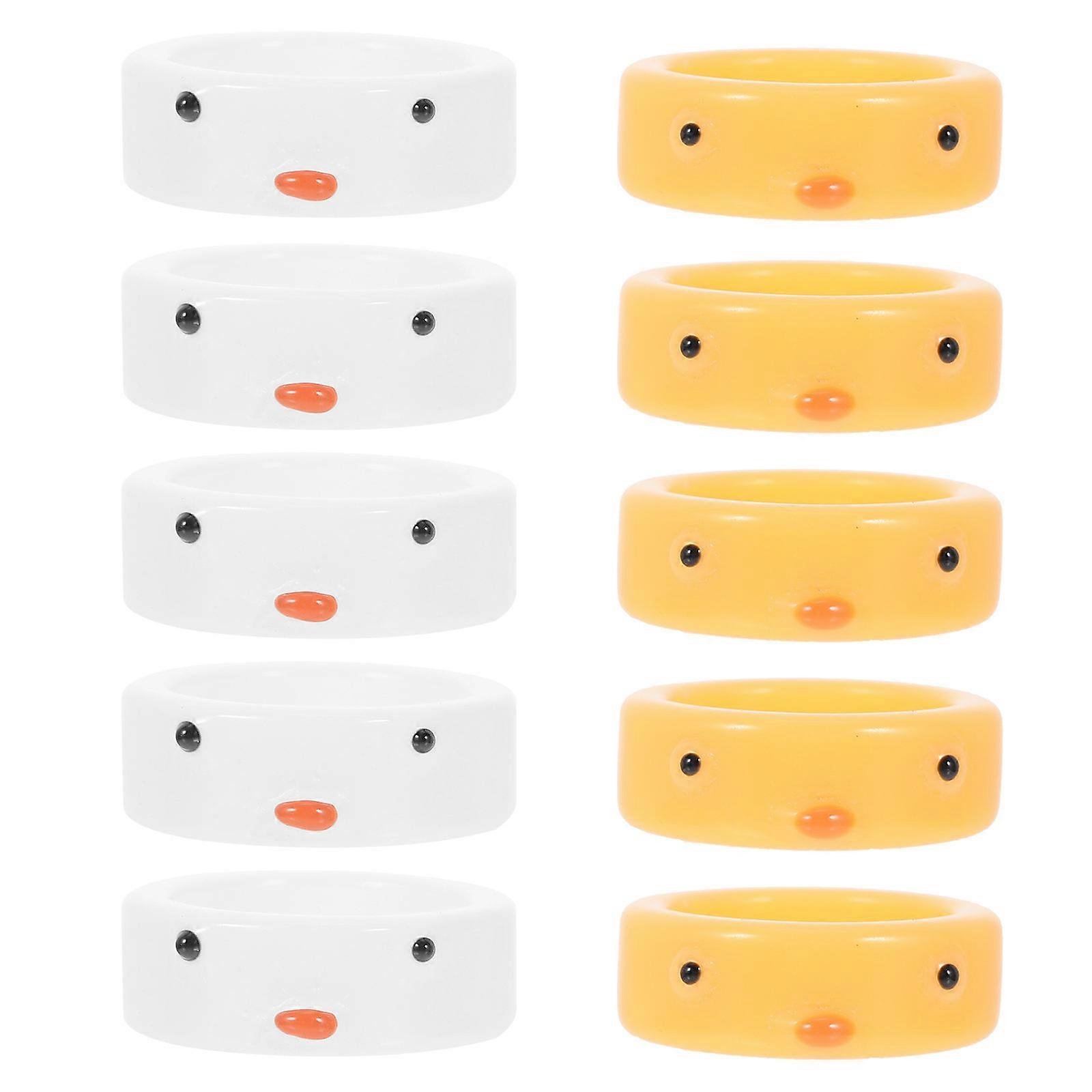 Rings For Women Lovely Chick Jewelry Simple Ring Assorted Color Plastic Smooth Surface 10Pcs