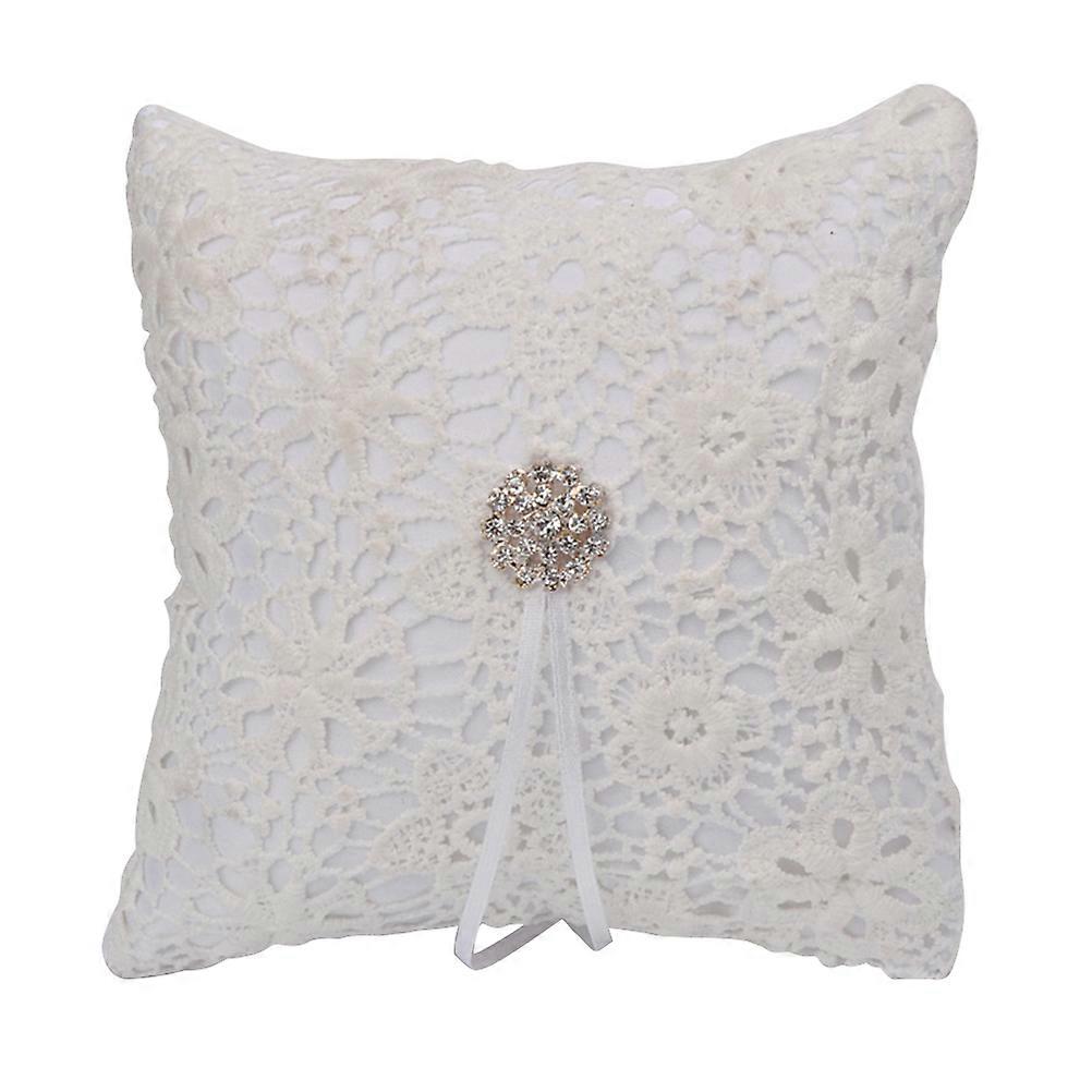 Decorative Rings Cushion Wedding Ring Bearer Pillow 15x15cm Fabric Material Elegant Design For Wedding 1Pack