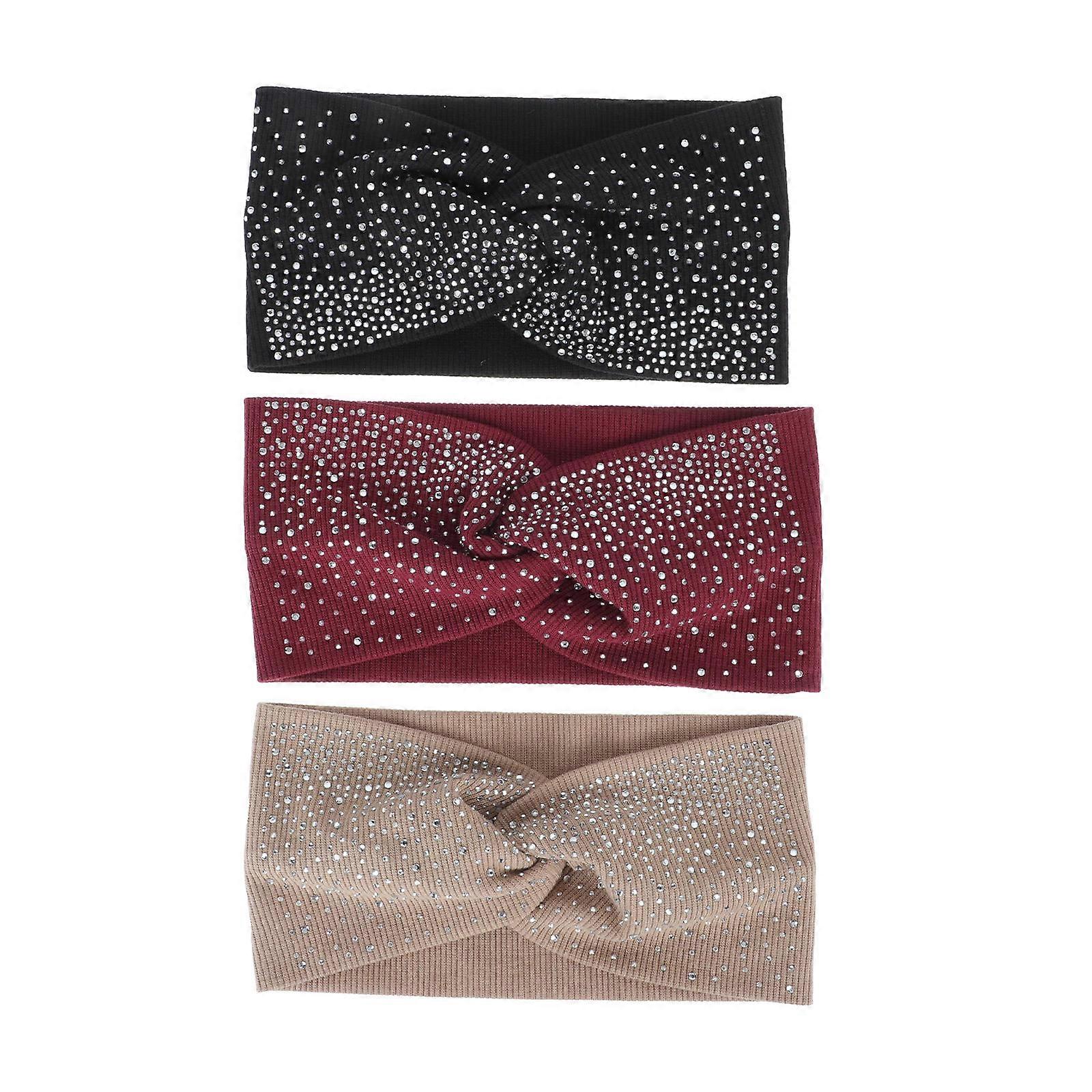 Running Headband Solid Color Knitted Cross Headbands For Girls Sports Use 3Pcs