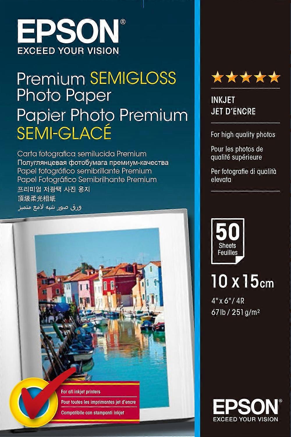 Epson Premium Semi-Gloss Photo Paper - papier photo, 10 x 15 cm, 50 feuilles