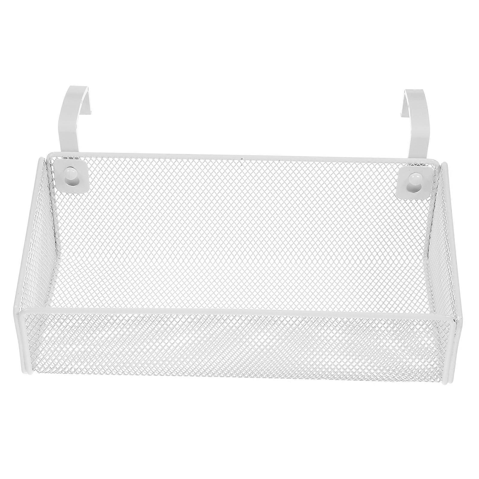 Bedside Storage Basket Iron Material White Color Rectangular Shape Simple and Delicate Style 27.00X12.00X9.00CM 1Pack