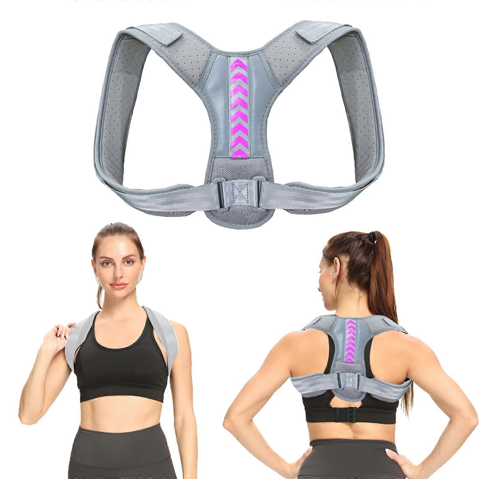 Breathable Back Straightener Posture Corrector for Men and Women, Adjustable Shoulder Strap, Grey, Back Support Correction Modes