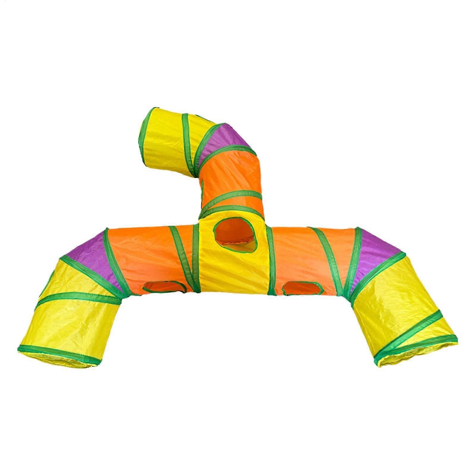 Rainbow Foldable Tube Playground for Kittens Stress Reducing Soft Cat Tunnel