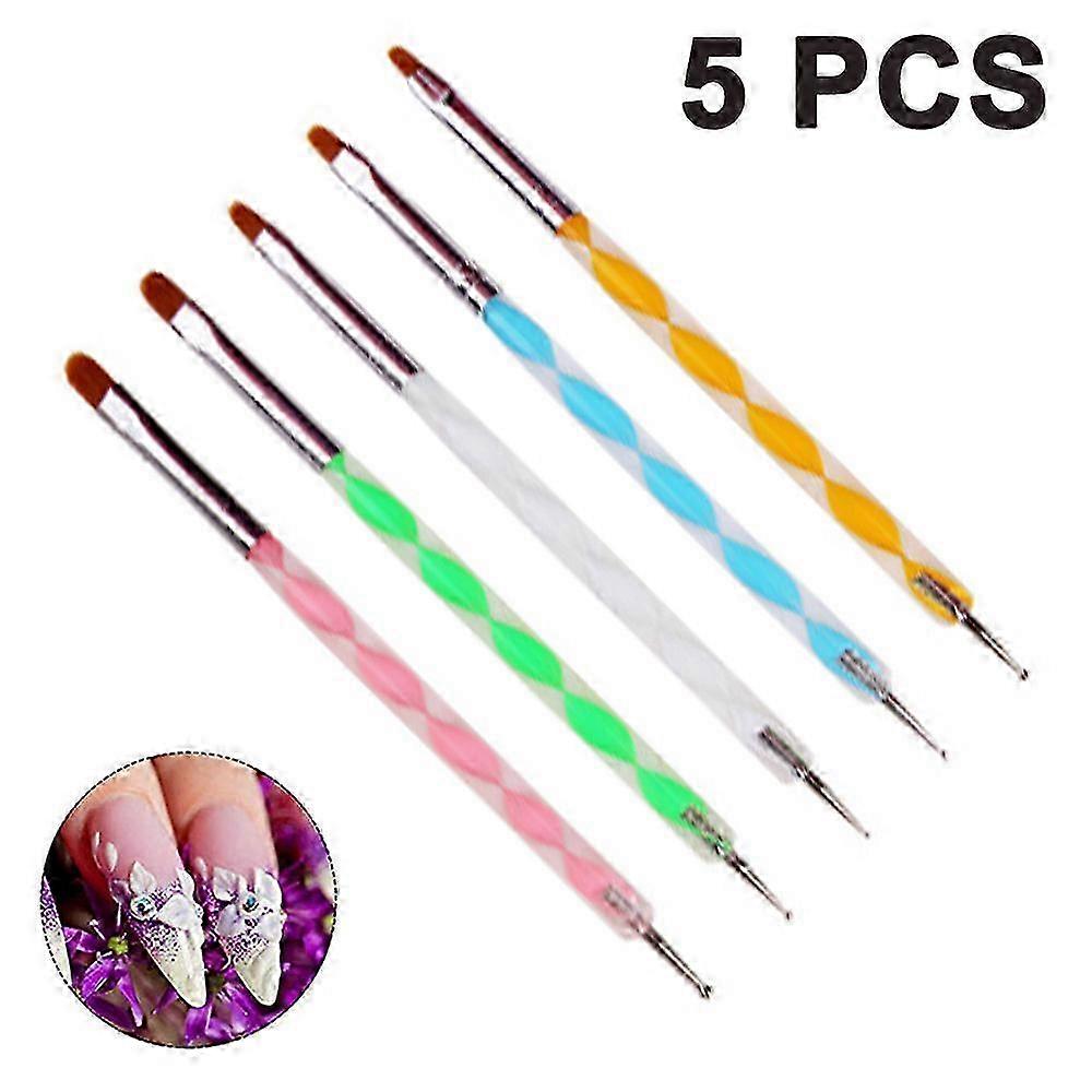 5PCS Double-headed Silicone Dot Flower Pen Styluses Dotting Tool Shaper Brushes for Polymer Clay Pottery Modeling