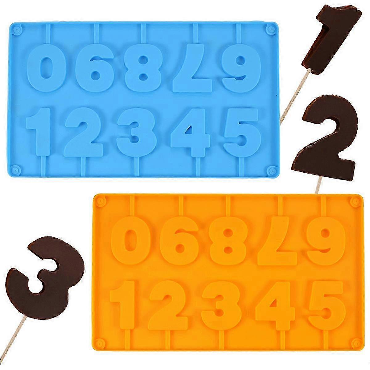 2pcs Silicone Number Droppers Fondant Molds for Uppercase Lowercase Mini Number Cake Decorating Tools
