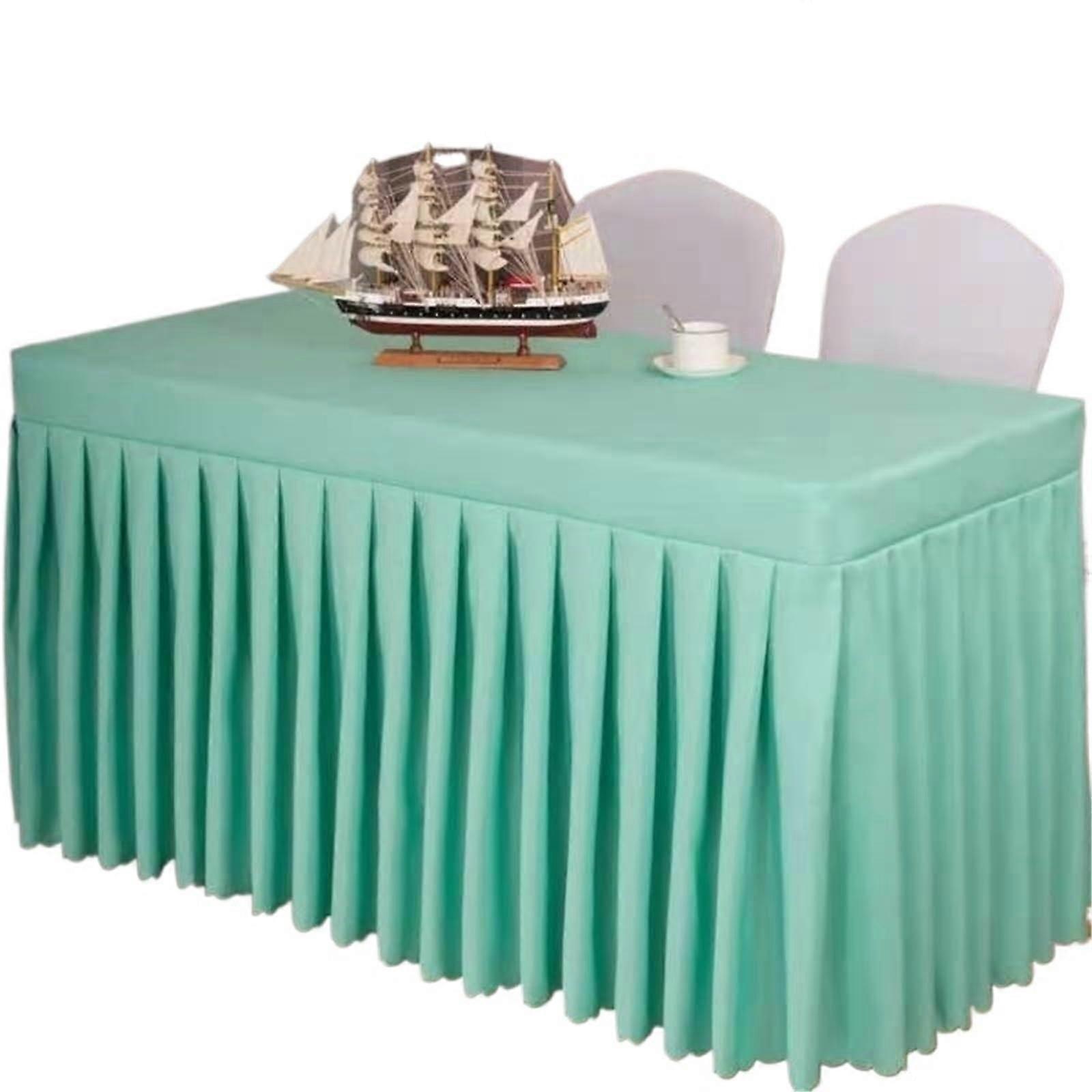 Rectangular polyester tablecloth, white for kitchen, dining, party (Green)
