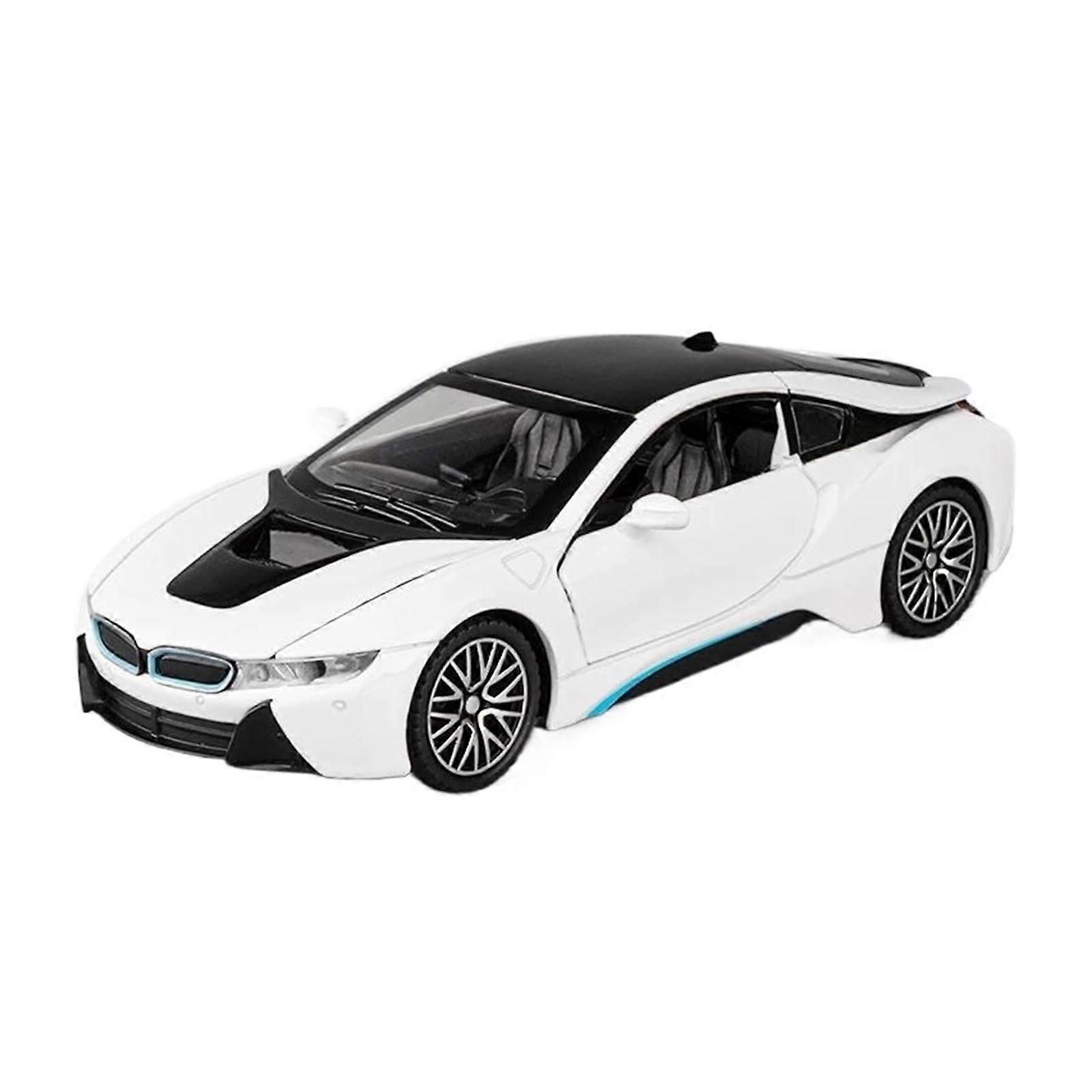 Alloy Model Car 1:32 Scale Miniature with Sound and Light Features, Pull Back Action, White Realistic Replica