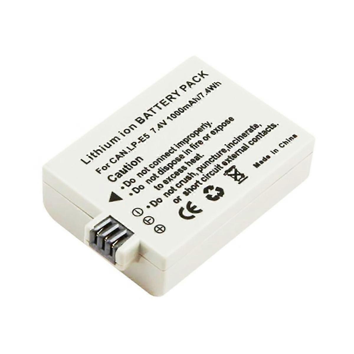 Li-ion Battery 1000mAh Camera 7.4V Compatible LP-E5 Canon EOS 1000D, White
