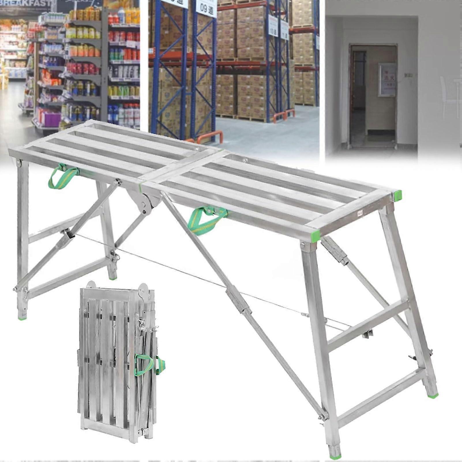 Folding scaffold, portable work platform, scaffold tower, heightadjustable galvanized steel, 140cm
