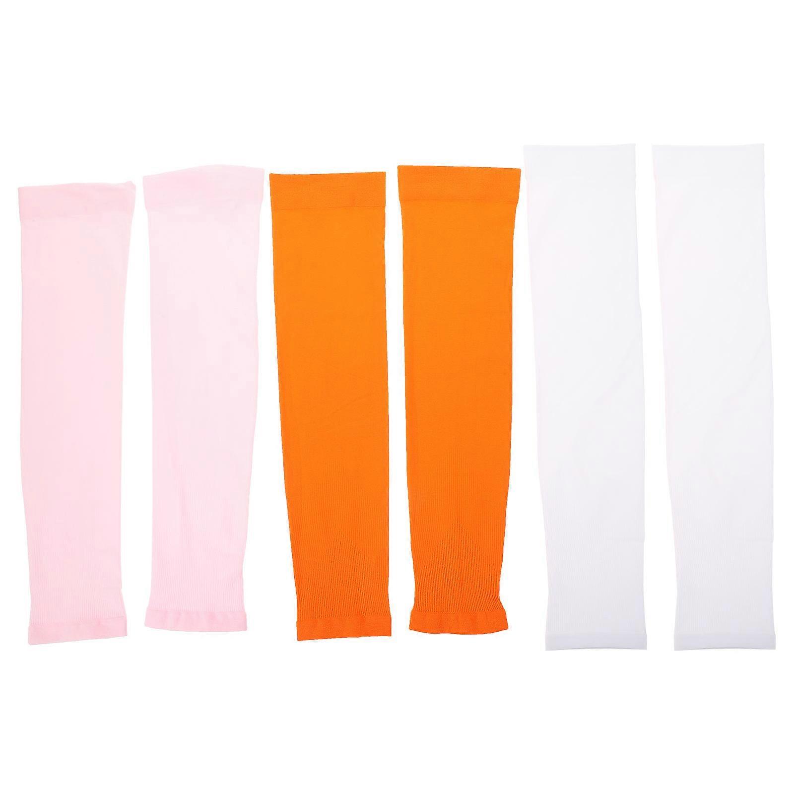 כיסוי שרוול הגנת UV אפקט קירור שרוולי זרוע נשים רכיבה על אופניים לבן 37x10x0.5 ס"מ 3 זוגות