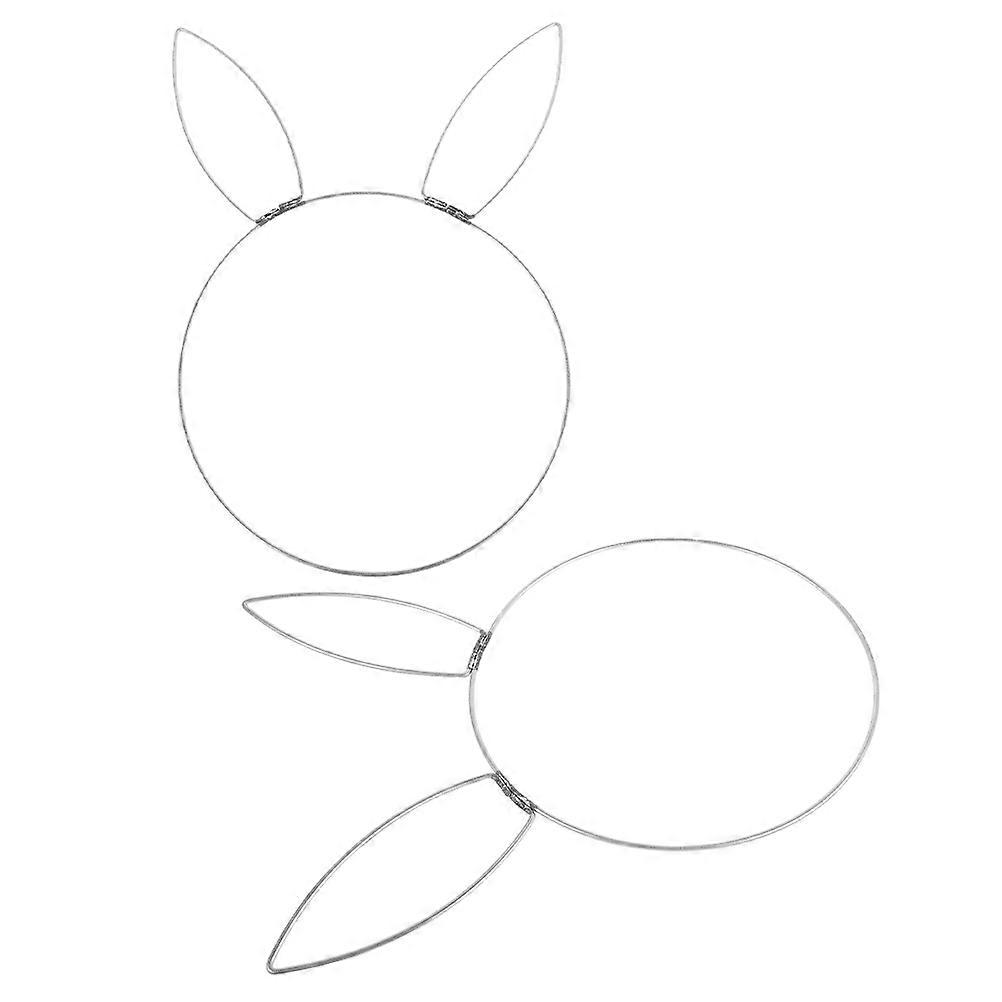 2pcs Metal Bunny Head Wreath for Easter Decor – Adorable Rabbit Design, Smooth Iron Ring Frame for DIY Crafting & Festive Home Decoration