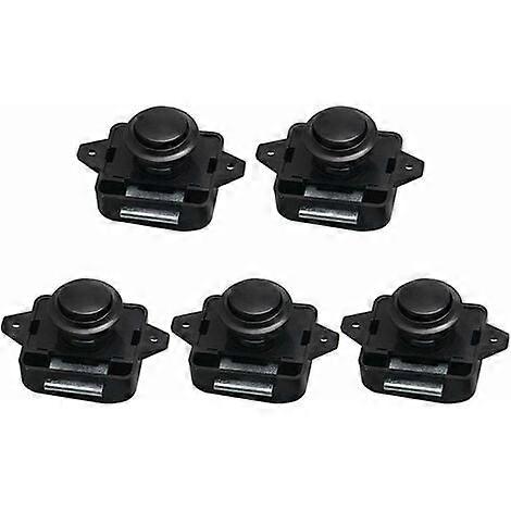 5Pcs Push Button Latch - Keyless - for RV, Home, Drawer, Cabinet - Black,