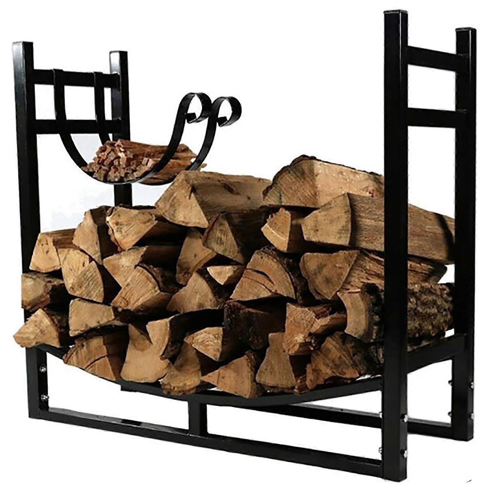 Supports à bois de chauffage robustes de 30 pi de haut 3 pi intérieur/extérieur/patio/terrasse avec support de briquet, noir