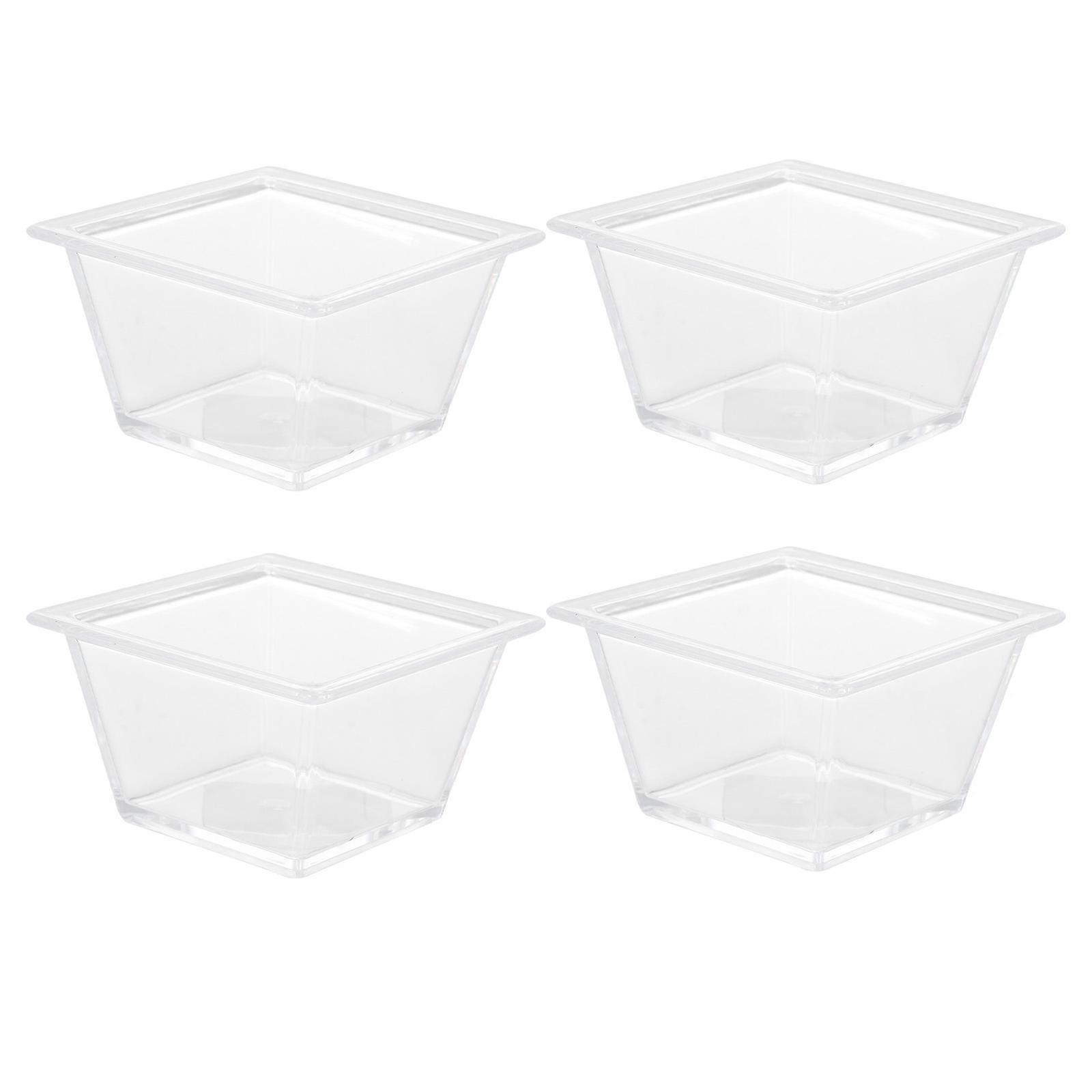 Creative Fruit Dish for Home Made of Material Transparent Snack Tray with Smooth Edges 4pcs