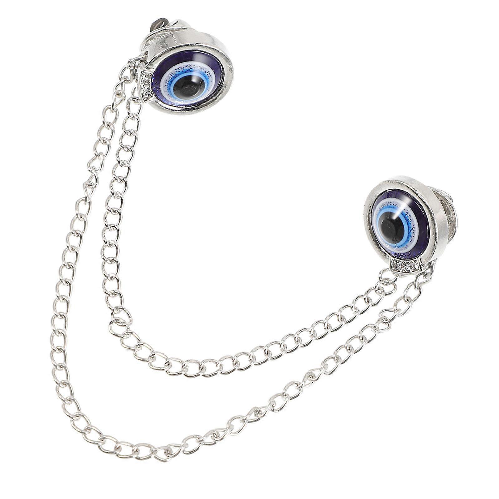 Elegant Silver Evil Eye Brooch Clip for Men – Versatile Retro Collar Pin for Suits, Shirts, Scarves, and Bags – Unique Fashion Accessory