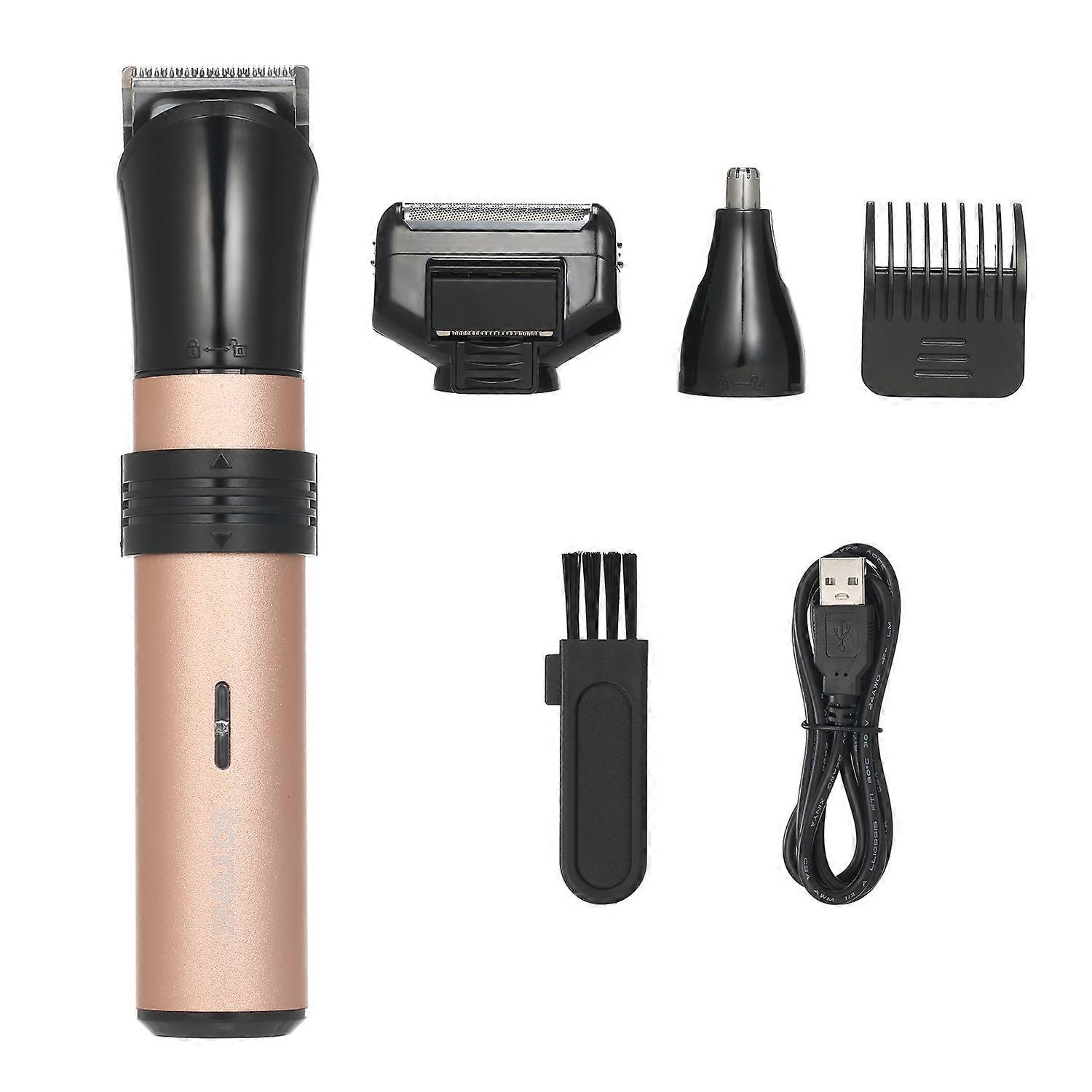 Electric Clipper Rechargeable 3-In-1 Beard Mustache Shaver Cordless Trimmer with Guide Comb & Nose Remover for Detailing & Grooming Hair Cutting Kit
