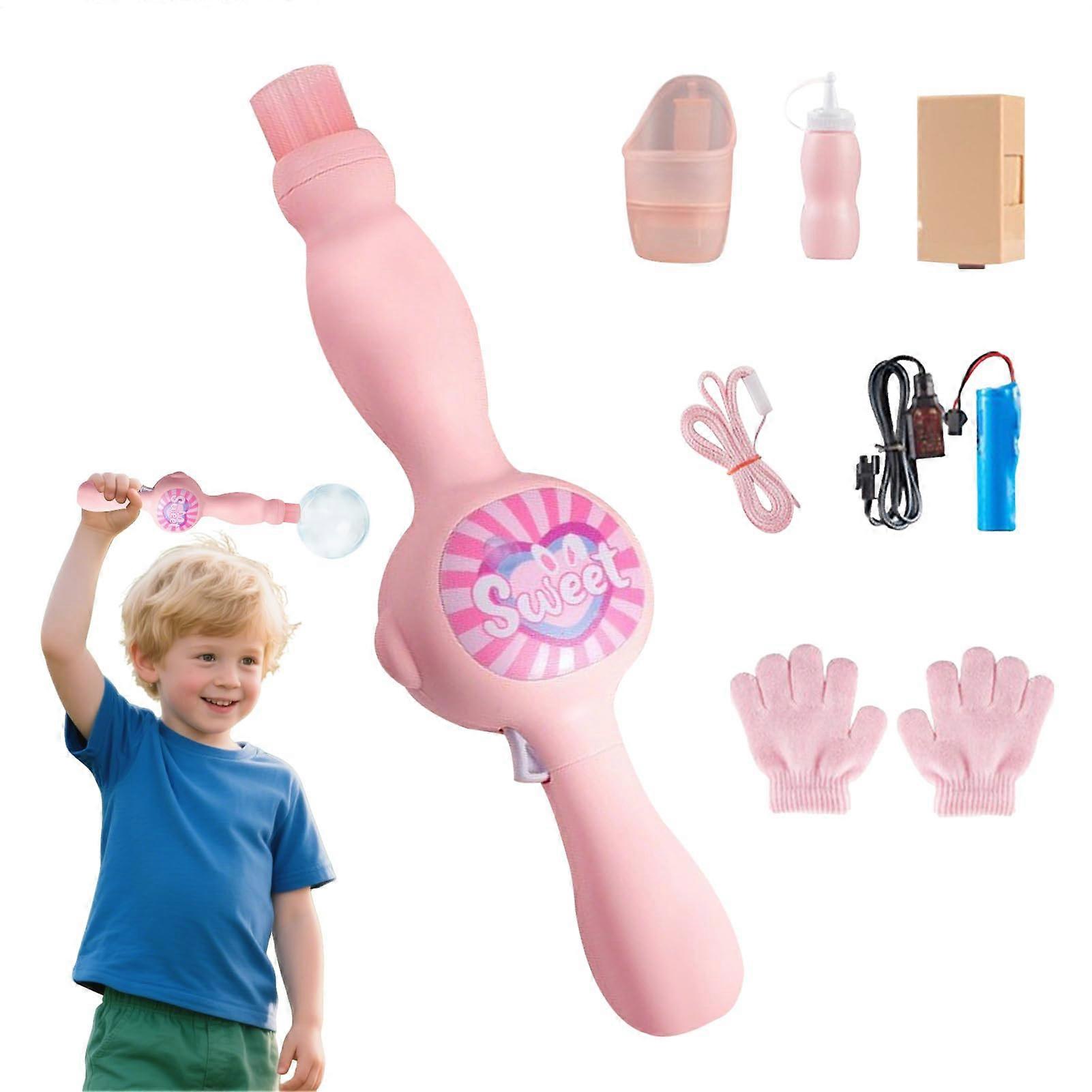 Bubble Machine, Bubble Blower with Lighting Modern Bubble Wand with Vibrant Effects for Garden Activities, Gift in Pink