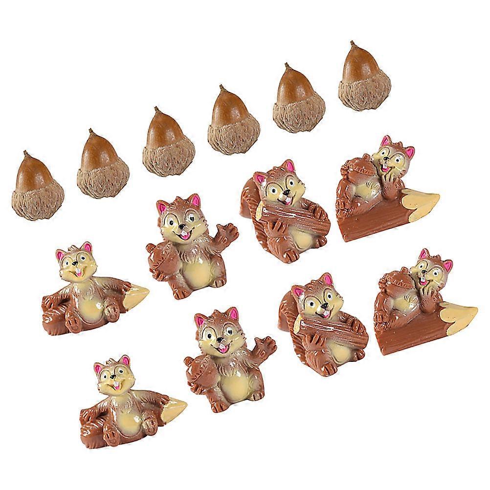 14pcs Mini Realistic Resin Squirrel Figurines for Micro Landscapes, Cute Detailed Miniatures for Garden, Bonsai, and Desk Decorations, Lifelike