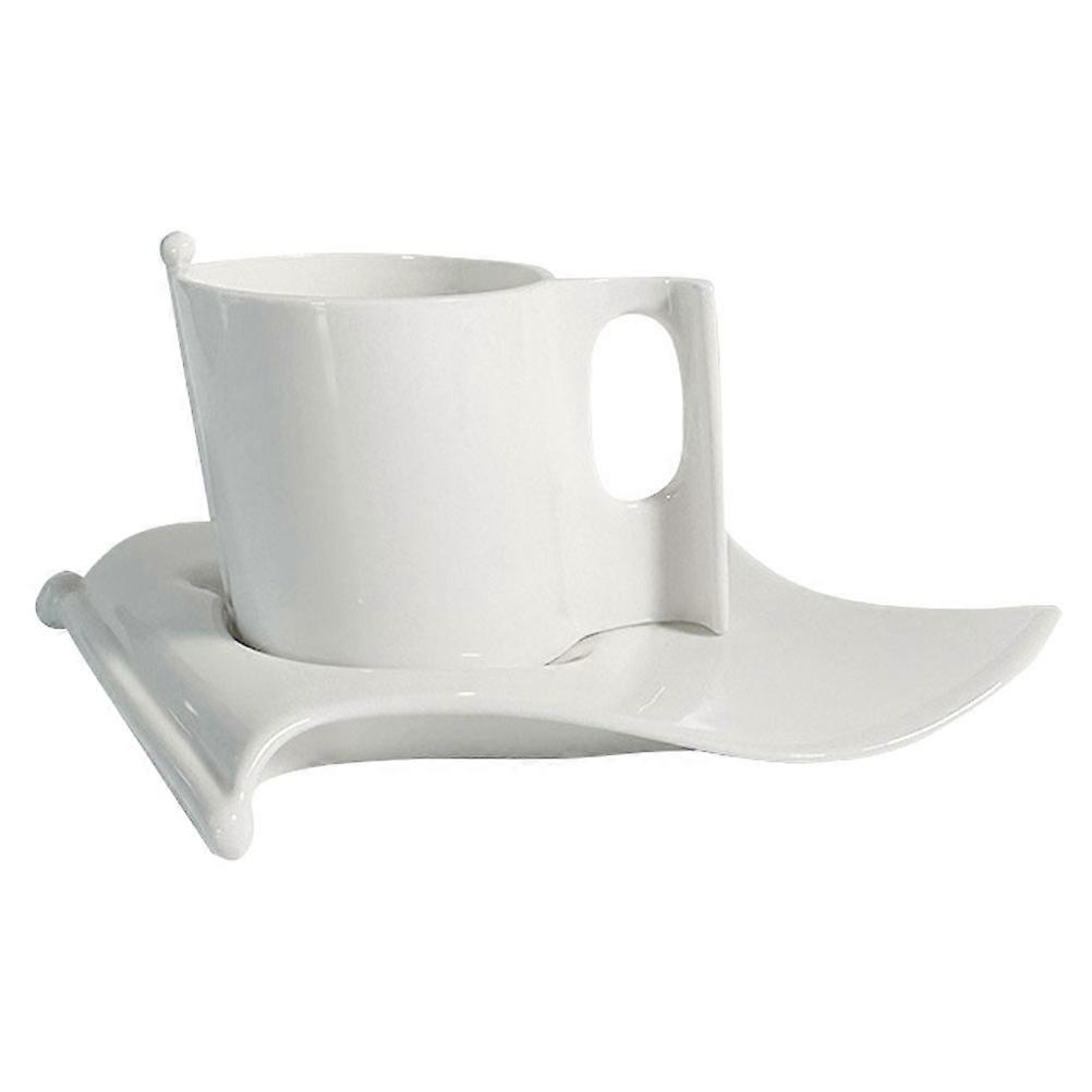 Simple Ceramic Mug With Square Saucer For Office Use Breakfast 1Set