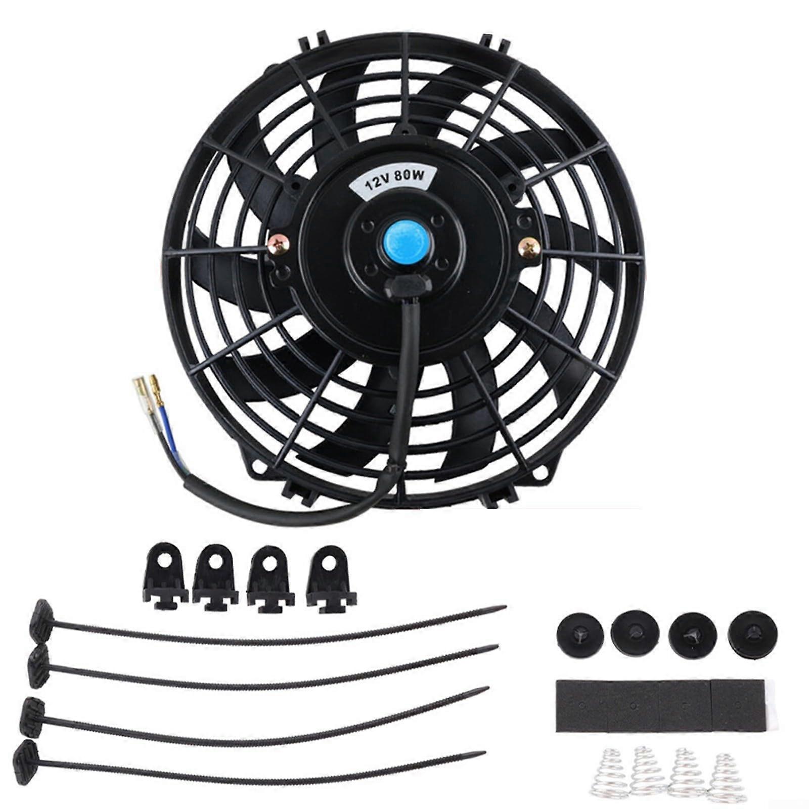 Car Air Conditioner Electronic Fan, 12V 80W, Universal Car Engine Cooler, Ultra Thin Push Pull Fan, Suitable for Cars and Trucks 10'