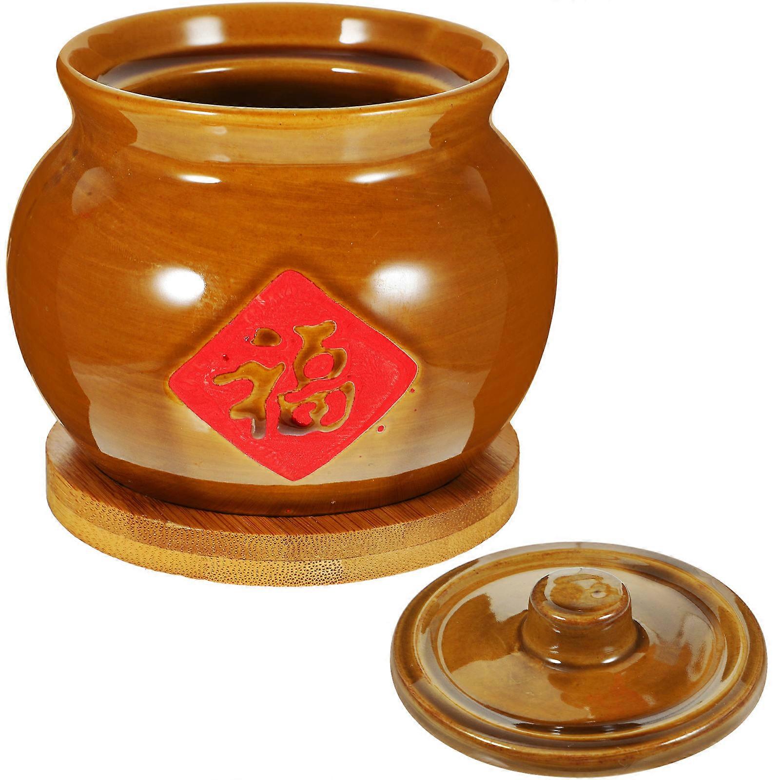 Retro Ceramic Stew Pot Practical Food Container for Home Use Assorted Color 1 Set