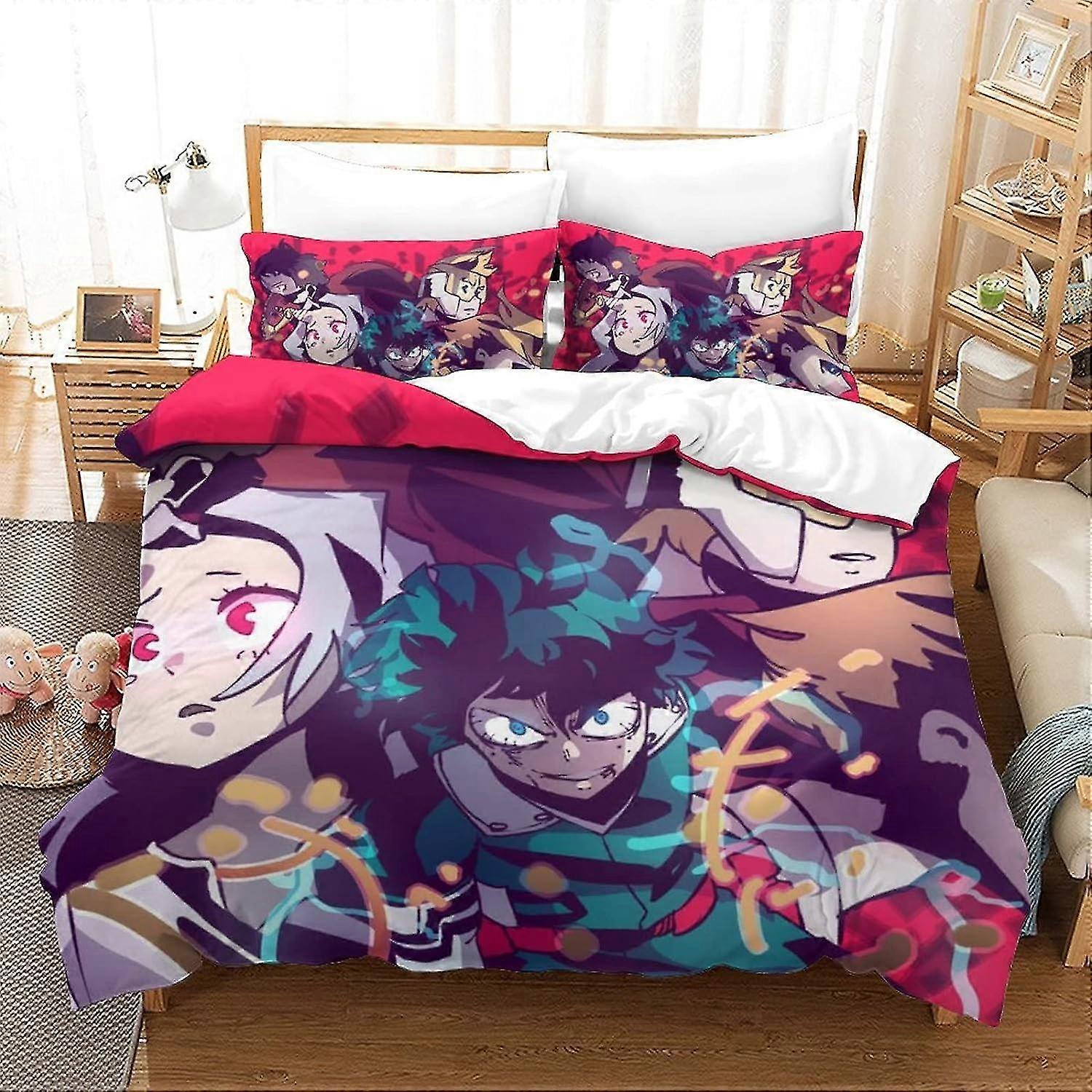 My Hero Academia Duvet Cover Set for Kids with Tree Branches Design and Pillowcases