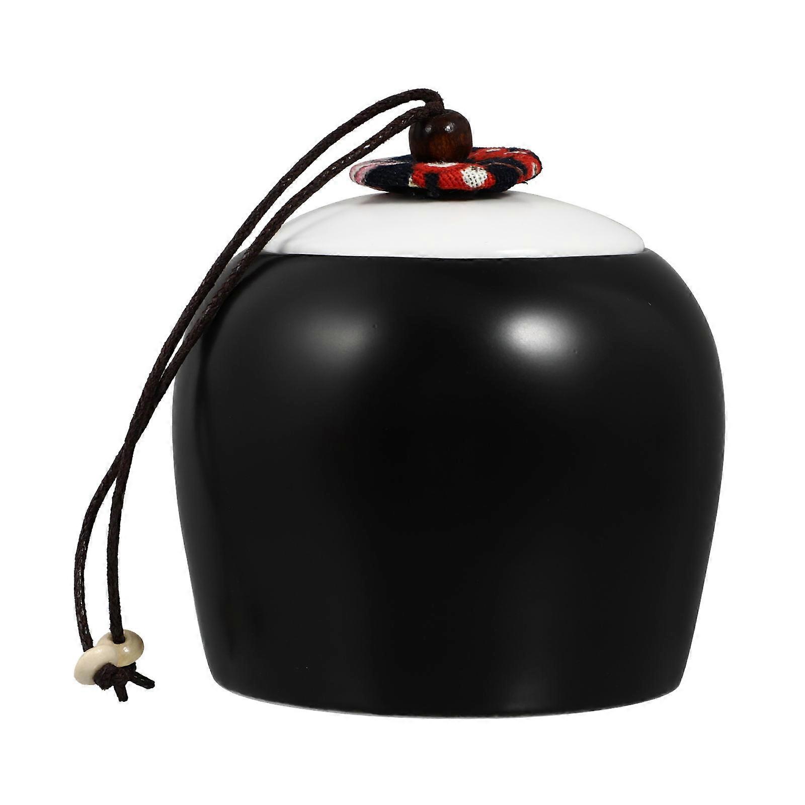 Black Ceramic Tea Canister for Storage 1Pcs Simple Design Home Use