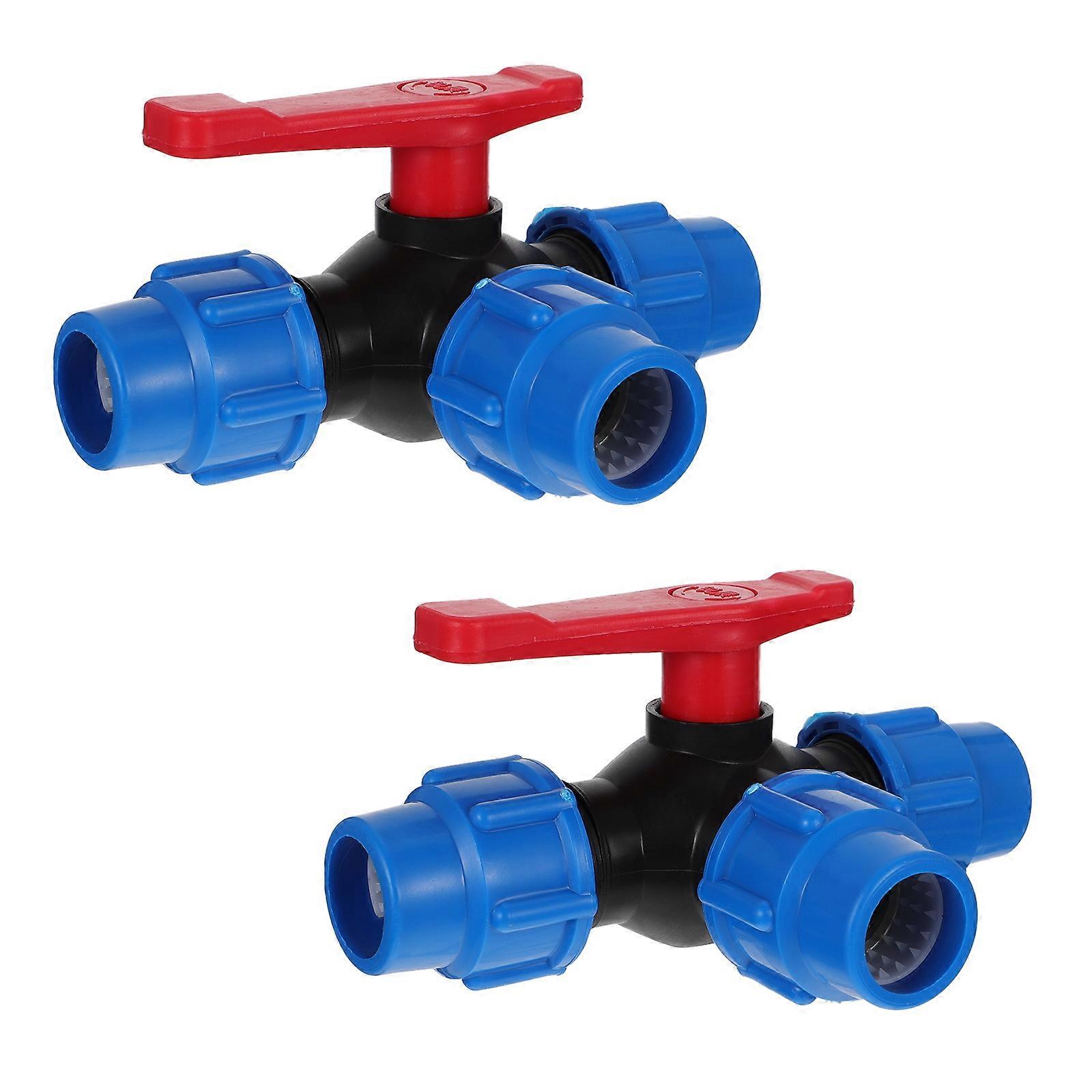 Barbed Tee Connectors Sturdy Tee Structure For Home Gardening Blue Diameter 25mm 2Pcs