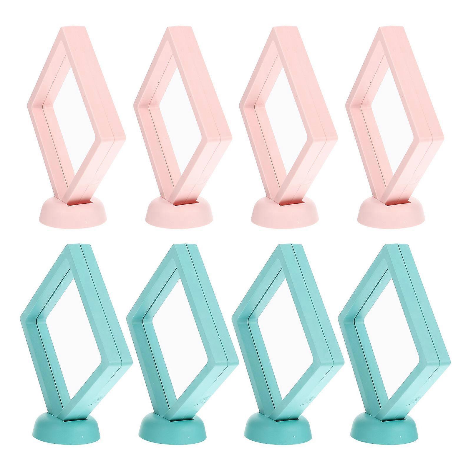 Floating Ring Display Case Jewelry Display Cases Jewelry Storage Protective Case Square Pink 8 Sets