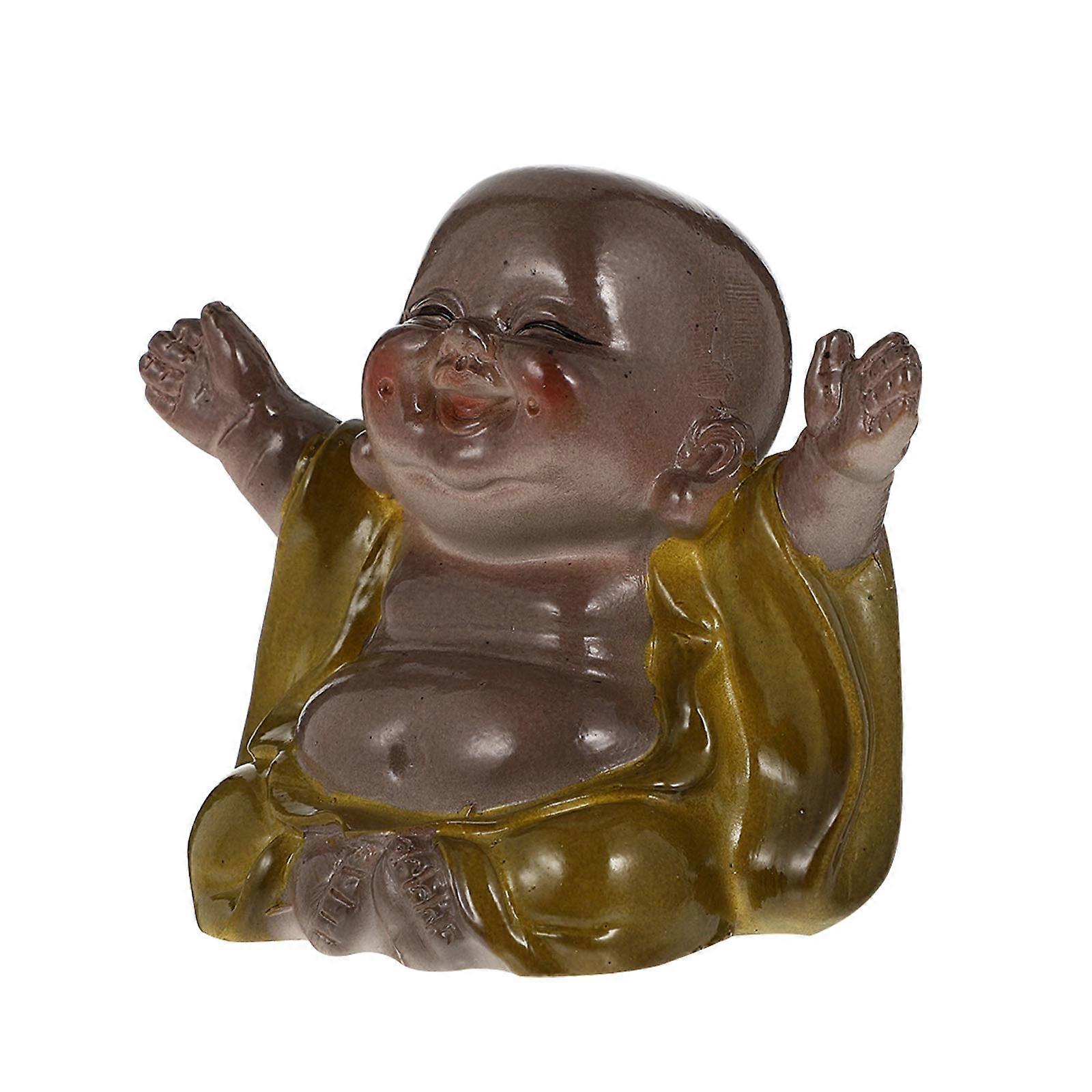 Tea Tray Decor Color-Changing Resin Figurine For Home And Office Use Smiling Maitreya Shape 1Set