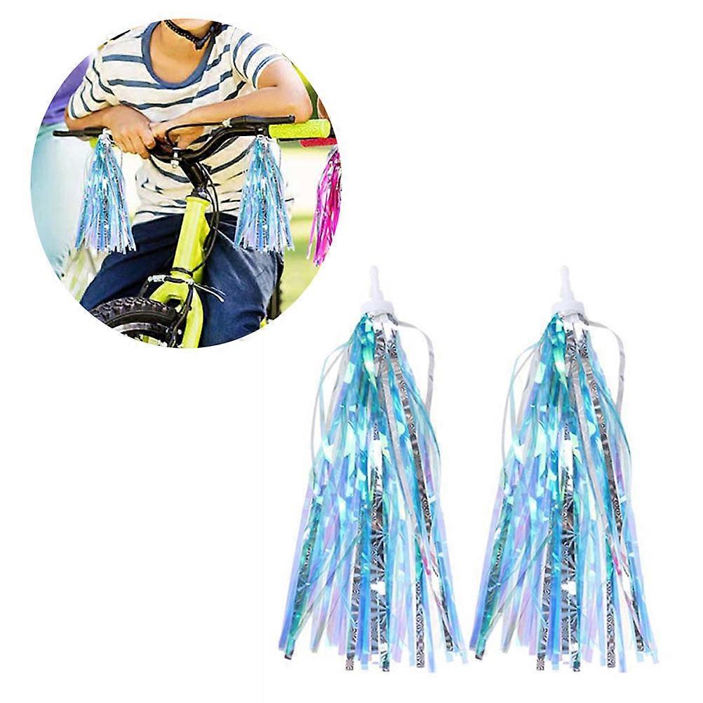 4pcs Tassel Ribbon Streamers for Bicycle Handlebars – Easy Attach Decorations for Bikes and Scooters, Green and Silver, Fun Accessories for Boys