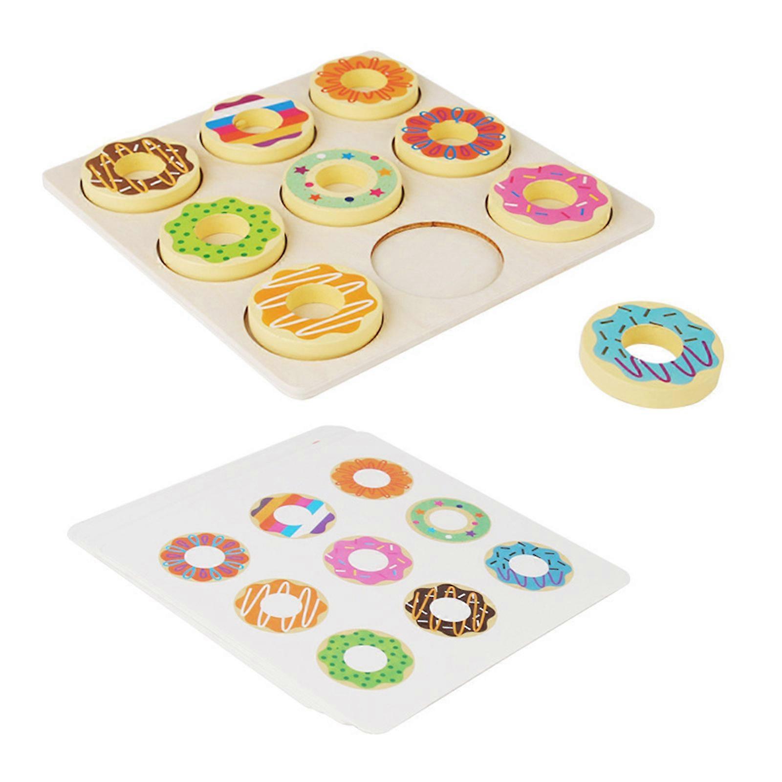 Skill Building Wood Donuts Toy Imaginative Play Food Set for Toddlers, Perfect for Early Learners Multicolor