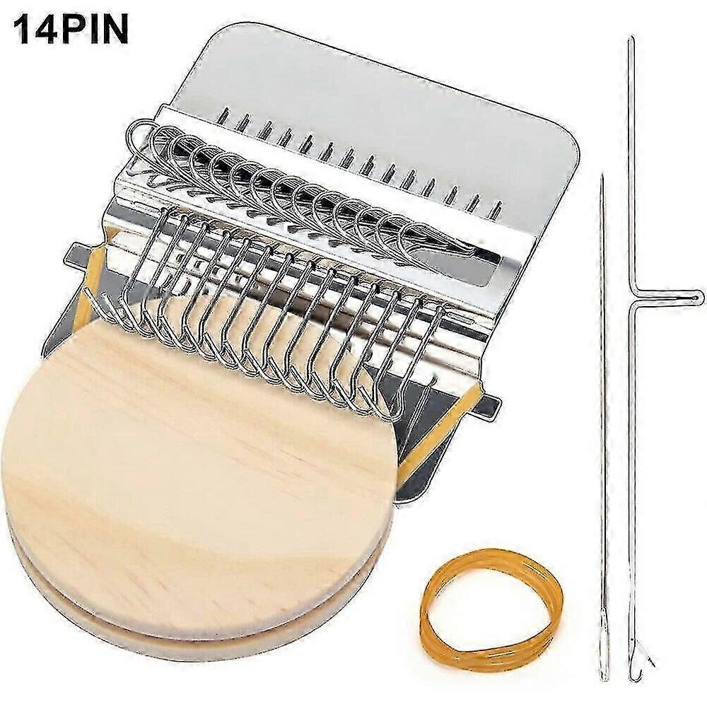 14/28 Hooks Small Loom Speedweve Type Weave Darning Tool w/ Wood Disc Machine