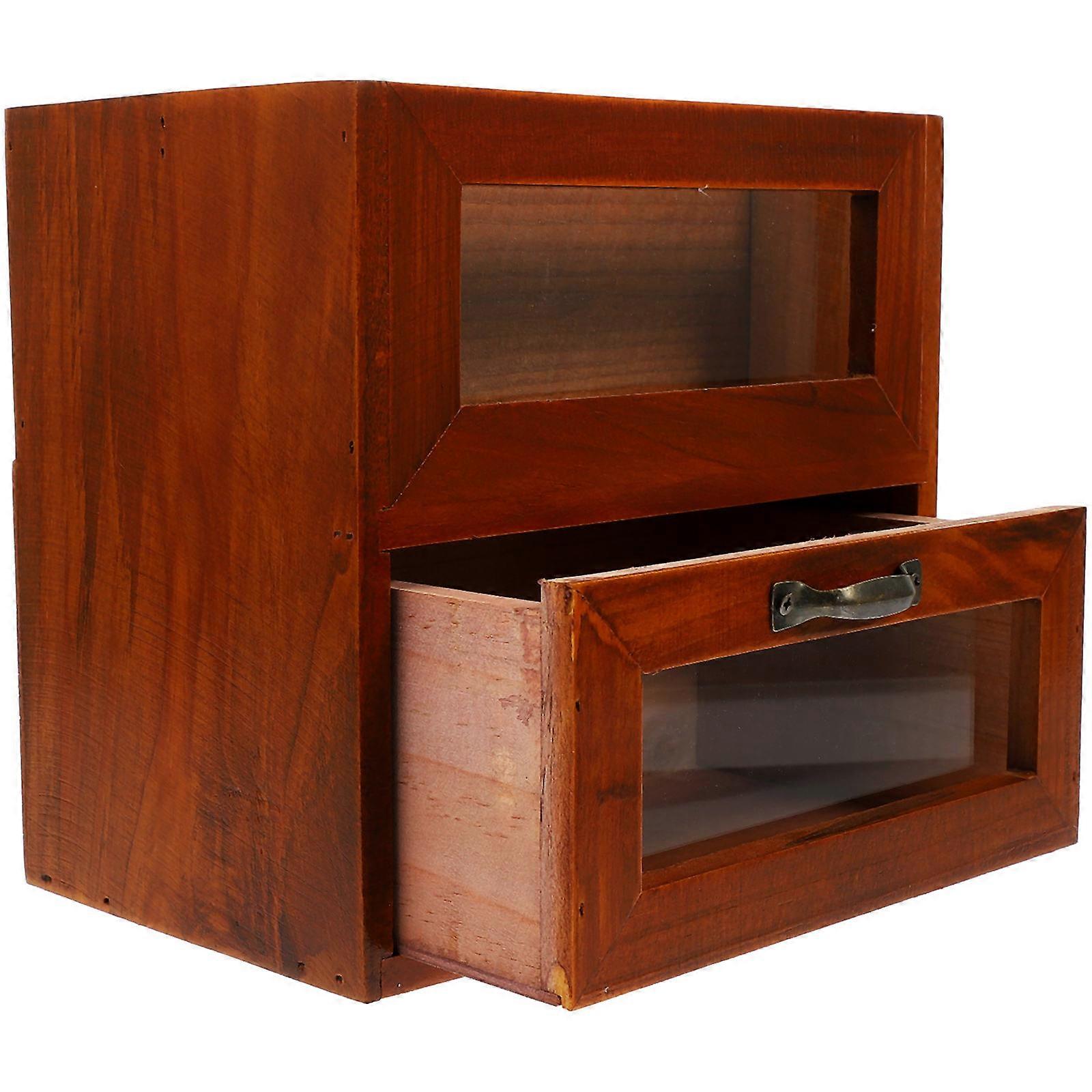 Desk Makeup Organizer Wooden Cosmetic Storage Box Rectangular Simple and Generous Look Home Decoration Organizing 20.00X19.00X12.50CM 1Pcs