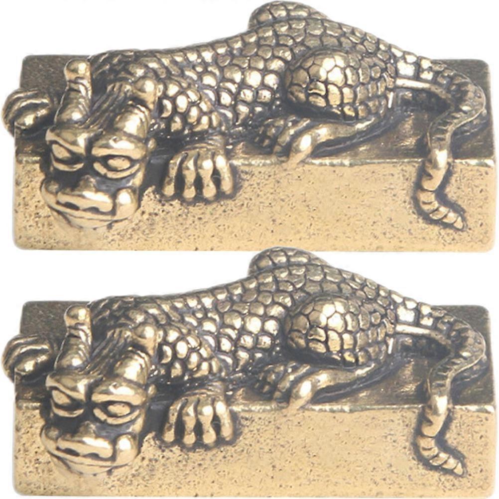 Retro Copper Dragon Miniature Lying Dragon Ornament Statue For Office Decor 2Pcs