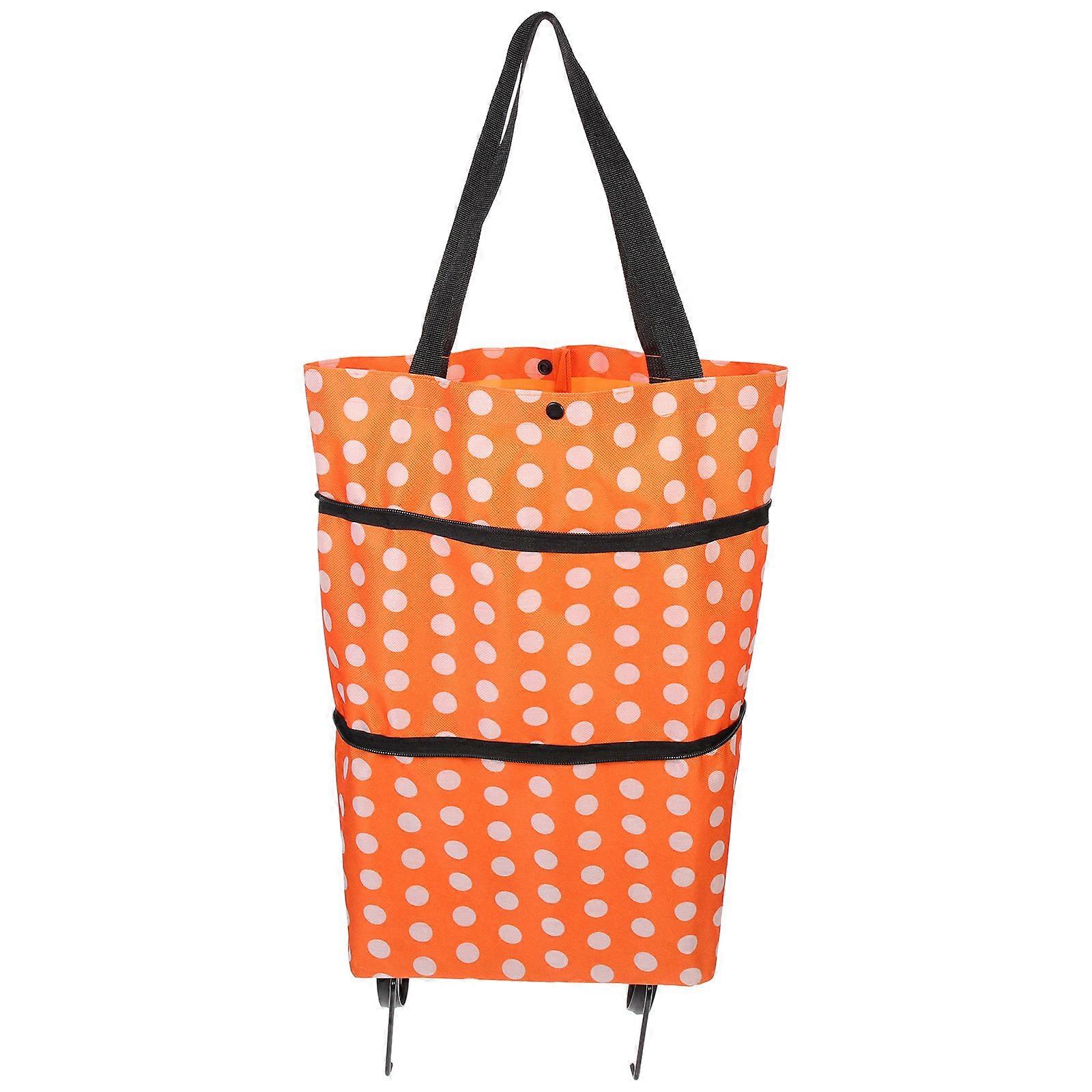 Rolling Tote Bag Rolling Shopping Bag Foldable Wheel Shopping Bag Collapsible Shopping Cart With Wheels Oxford Cloth Dual- Rolling Shopping Car 21.6