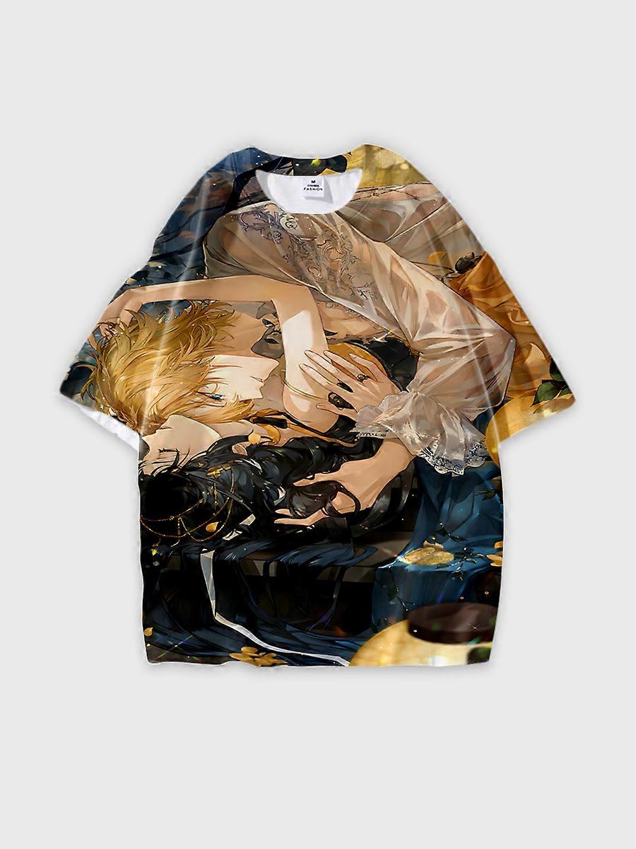 T-shirt round neck Role Pattern loose short sleeve E1484