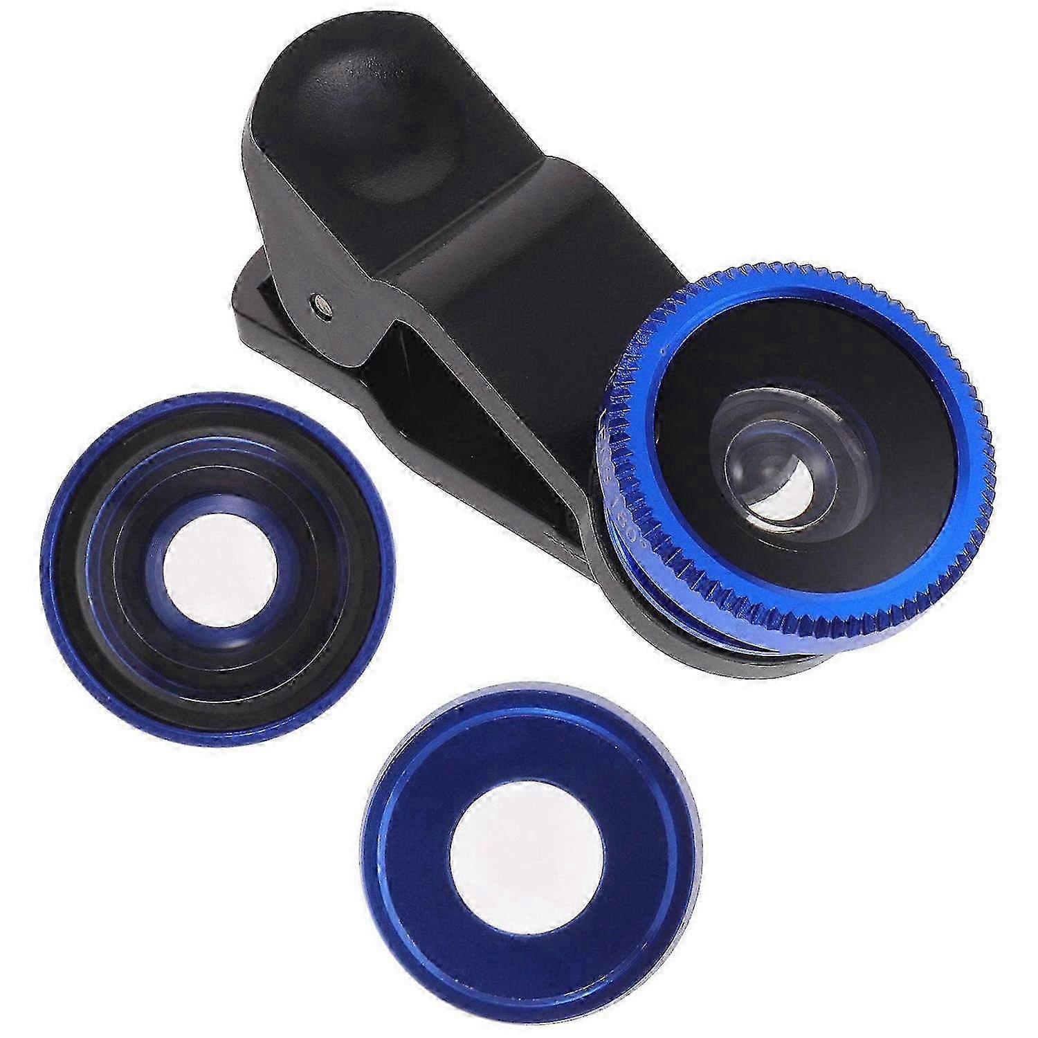 Universal Portable Cell Phone Camera Lens Clip-On Set - Super Wide Angle, Macro & Fisheye Lenses for Enhanced Photography