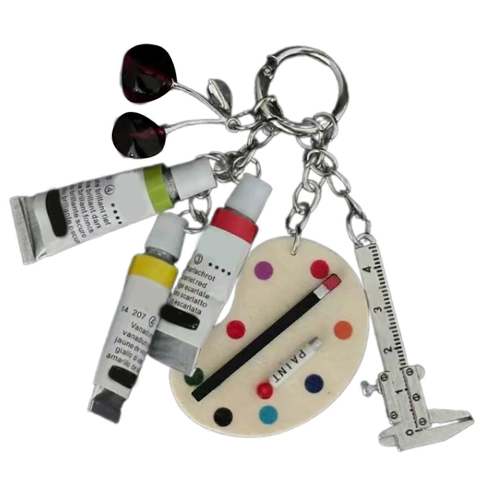 Color palette keychain for bag accessories, fashionable wallet charm for daily commuting, shopping, and social events, colorful palettes, keychain.