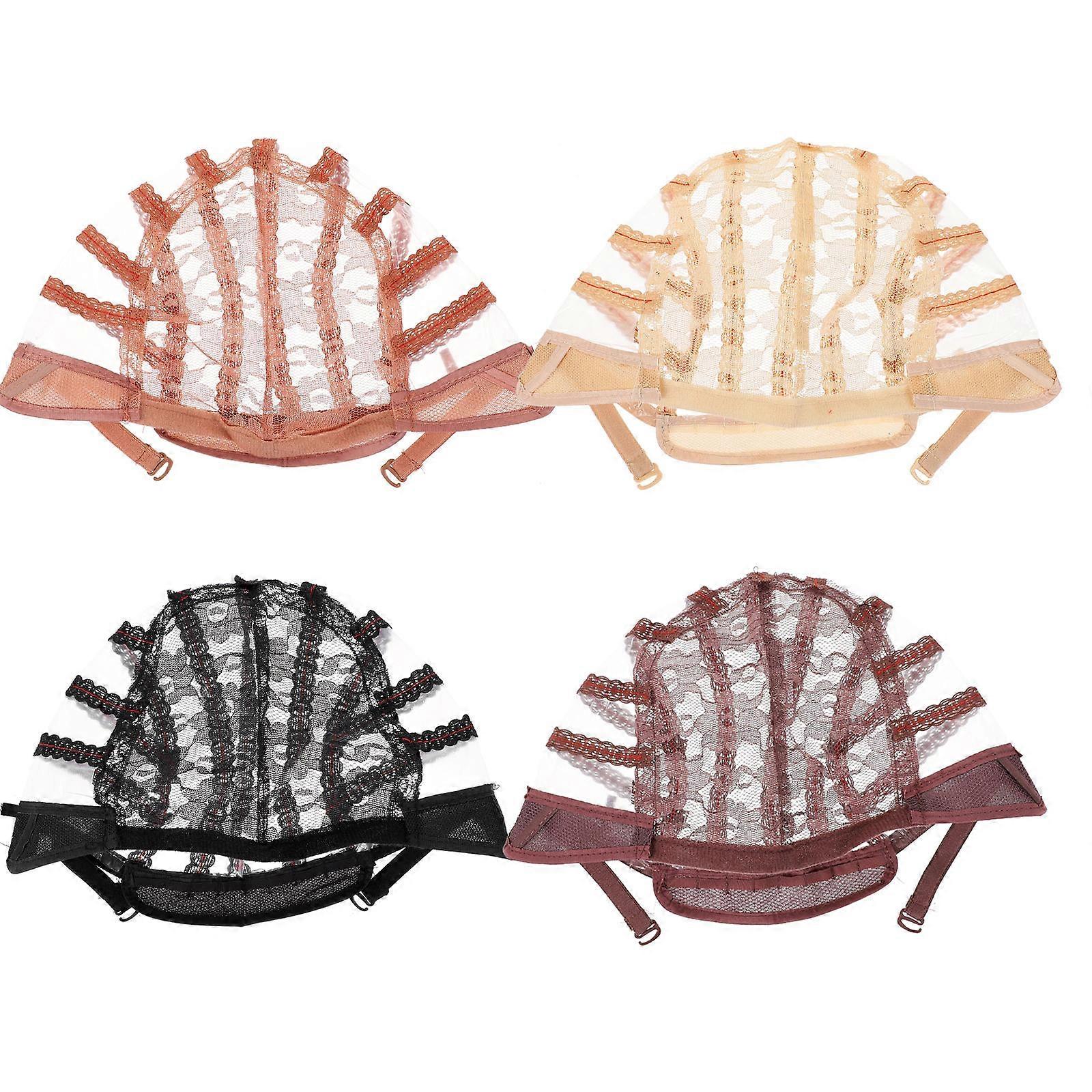 Hair Care Wig Caps For Women Breathable Lace U-shaped Design 4Pcs Adjustable Size Fashionable Accessories