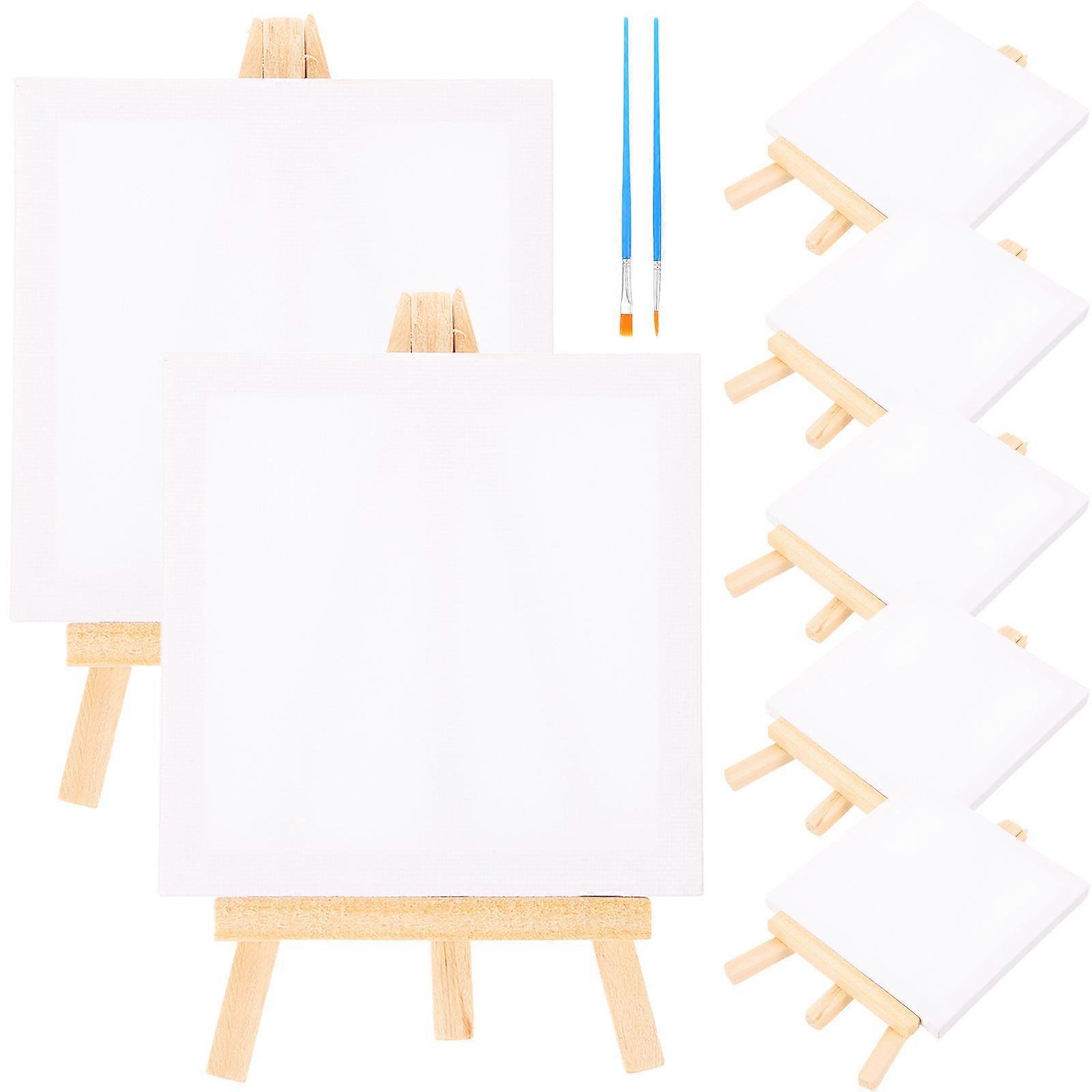 Mini Canvas Easels Set For Beginners 14.5x10cm White Wood Display 1 Set