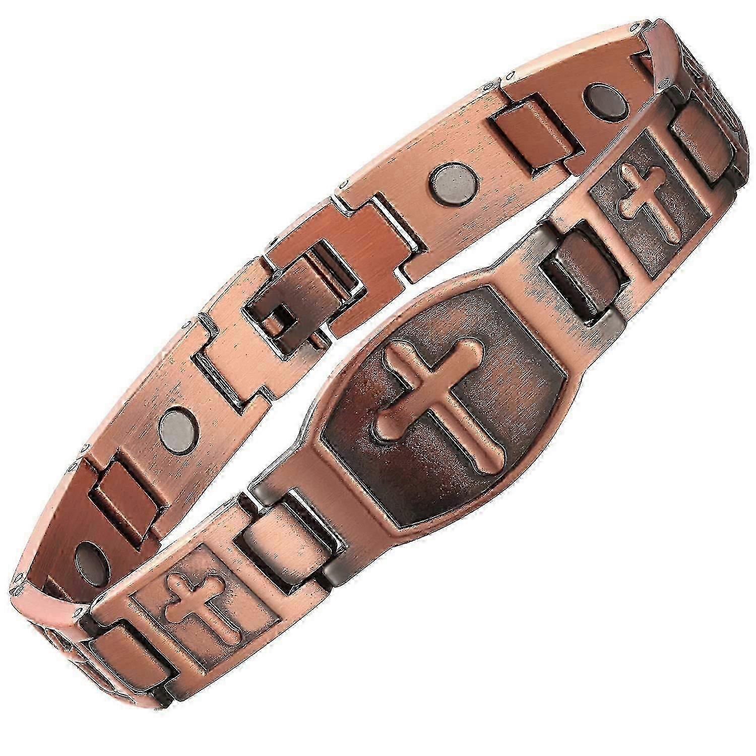 Bracelet en cuivre pour hommes Bracelet magnétique en cuivre pur à 99,9 % Bijoux réglables Cadeaux avec outil de dimensionnement