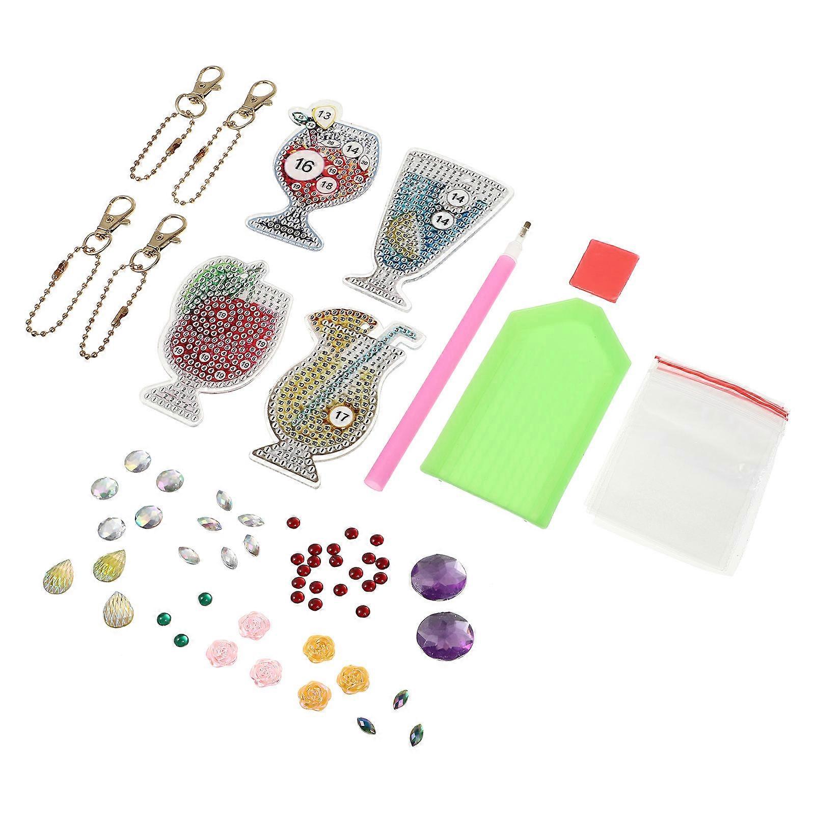 DIY Rhinestone Keychain Pendants for Decoration with Acrylic and Resin Assorted Color 4PCS