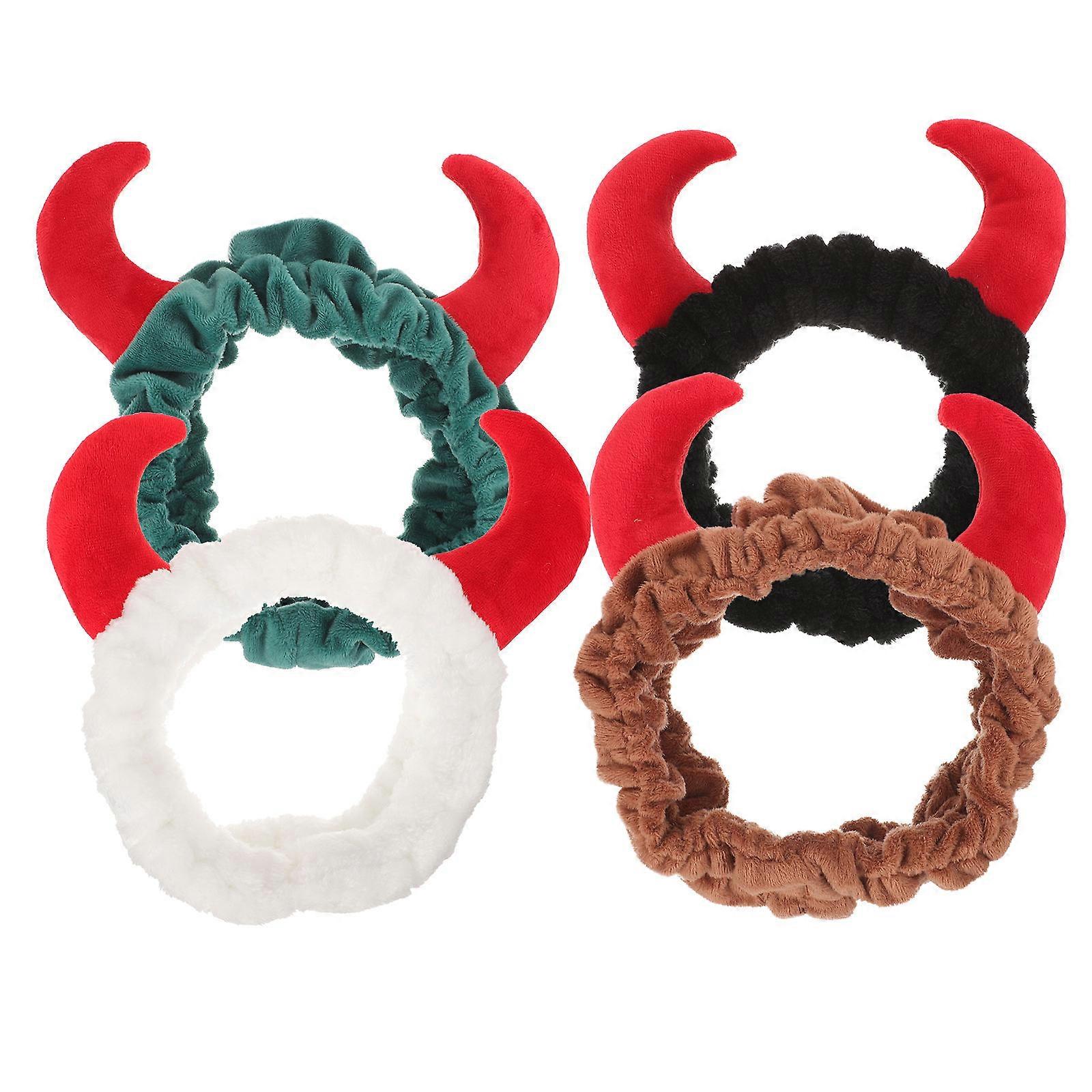 Stylish Devil Horn Headband For Young Ladies Ideal For Makeup And Spa Use In Assorted Color 4Pcs