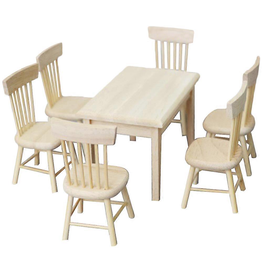 Miniature Scale Dollhouse Furniture Set – Lightweight Table with Chairs for Portable Tiny House Decor and Indoor Model Display