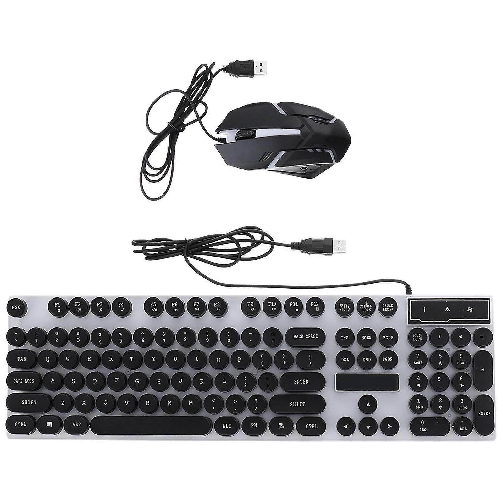 1 Set Mechanical Keyboard And Mouse Set Featuring Retro Punk Keycaps For Home Office School With Waterproof Functionality