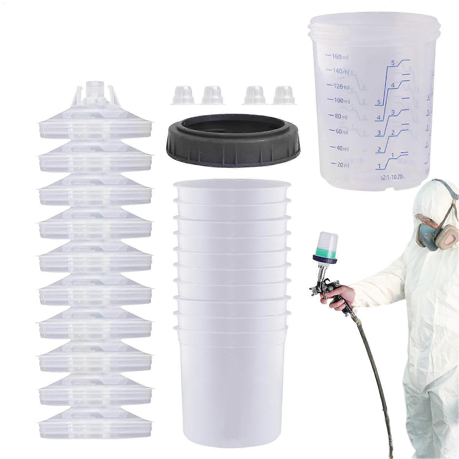 Paint Measuring Cup  10 Percent Spray Set, Paint Mixing Cup with Lid  Clear Scale, 160 Ml