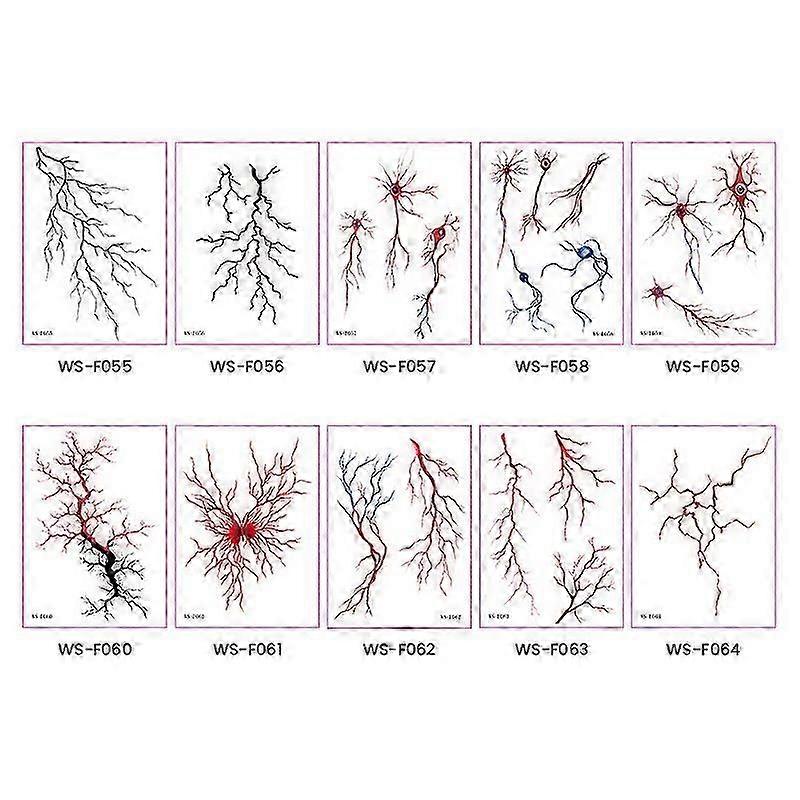 Assorted temporary tattoos realistic vein patterns (10 sheets)