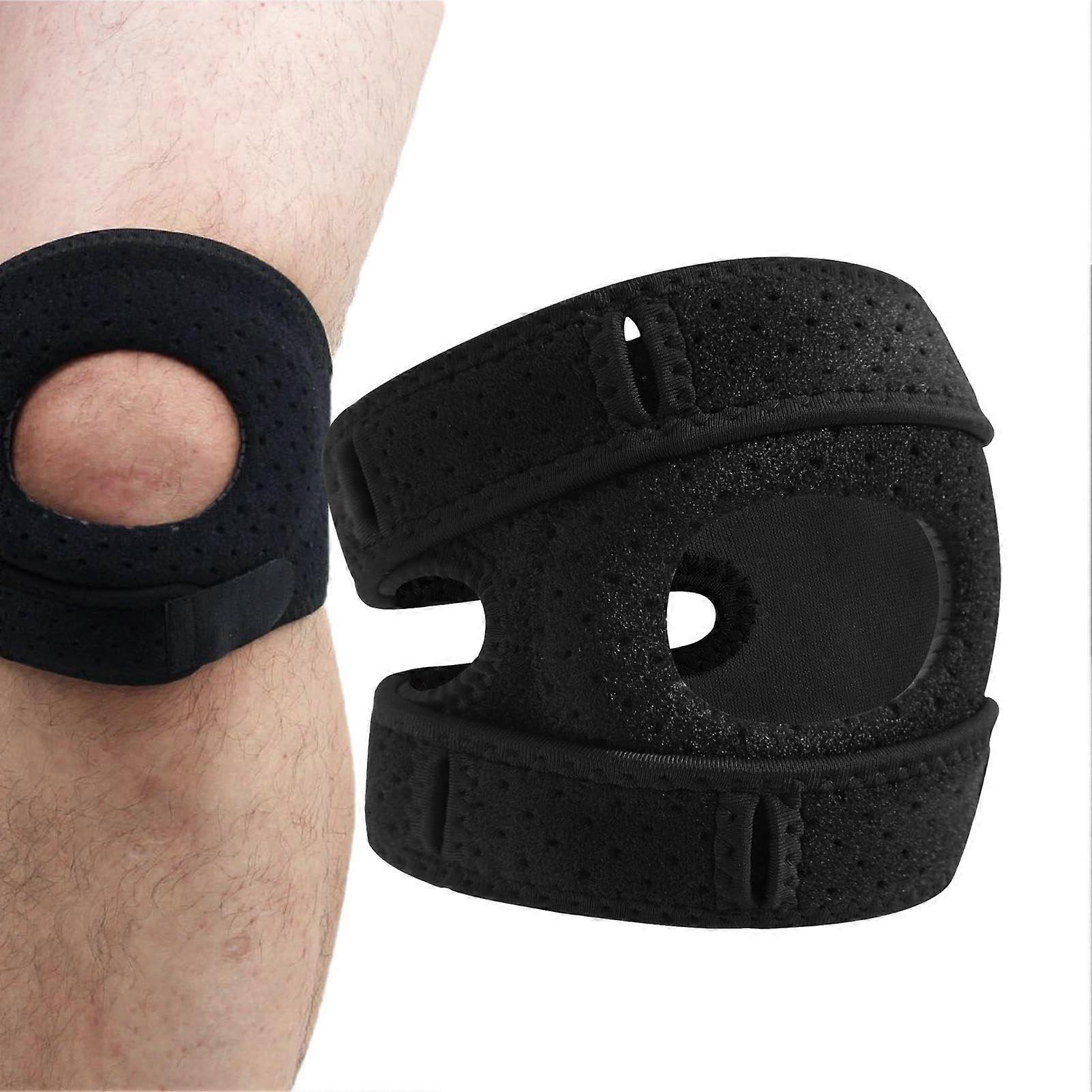 Patella Knee Brace for Running, Adjustable Knee Support Strap, Shock Absorbing, Anti-Slip, Black, for Jumping and Climbing